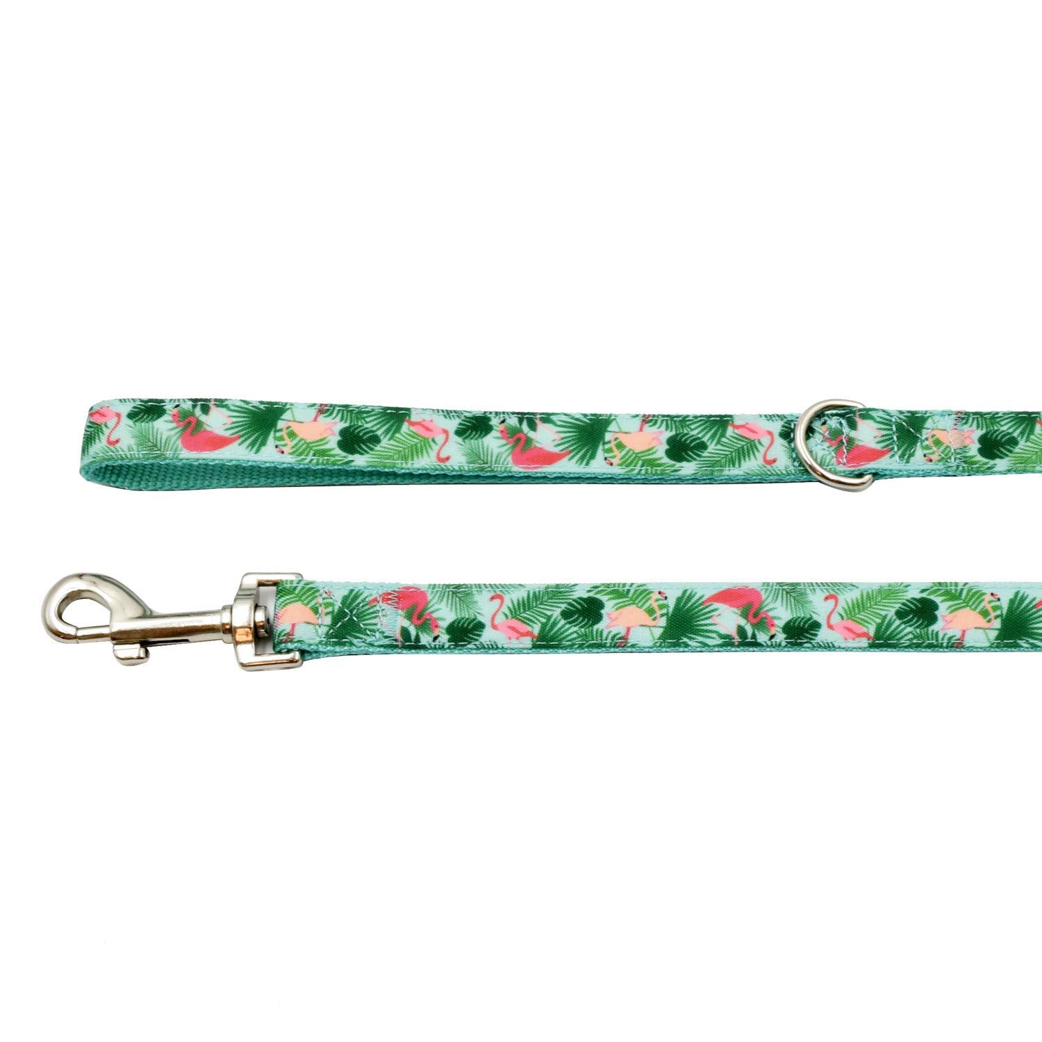 Petiry Dog Leash Leopard Pattern, 4 Feet Length, Durable Nylon With Ribbon For Medium And Large Dogs.(Medium,Flamingo Leash)