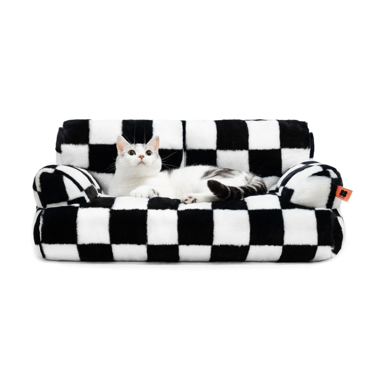 Mewoofun Cat Bed For Indoor Cats, Washable Dog Beds For Small Medium Dogs & Cats, Fluffy Cat Couch With Non-Slip Bottom (Black&W
