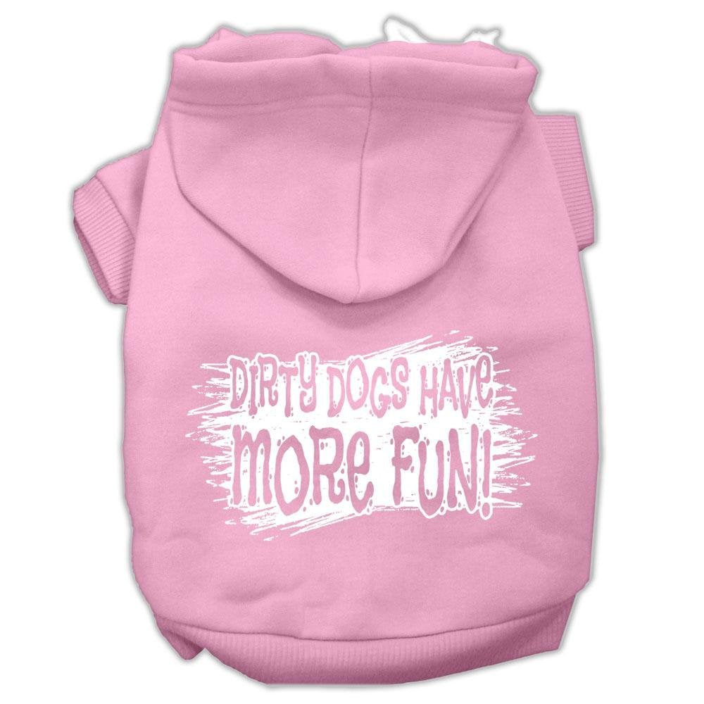 Pet, Dog & Cat Hoodie Screen Printed, 'Dirty Dogs Have More Fun' Light Pink Xl (14-20 Lbs.)