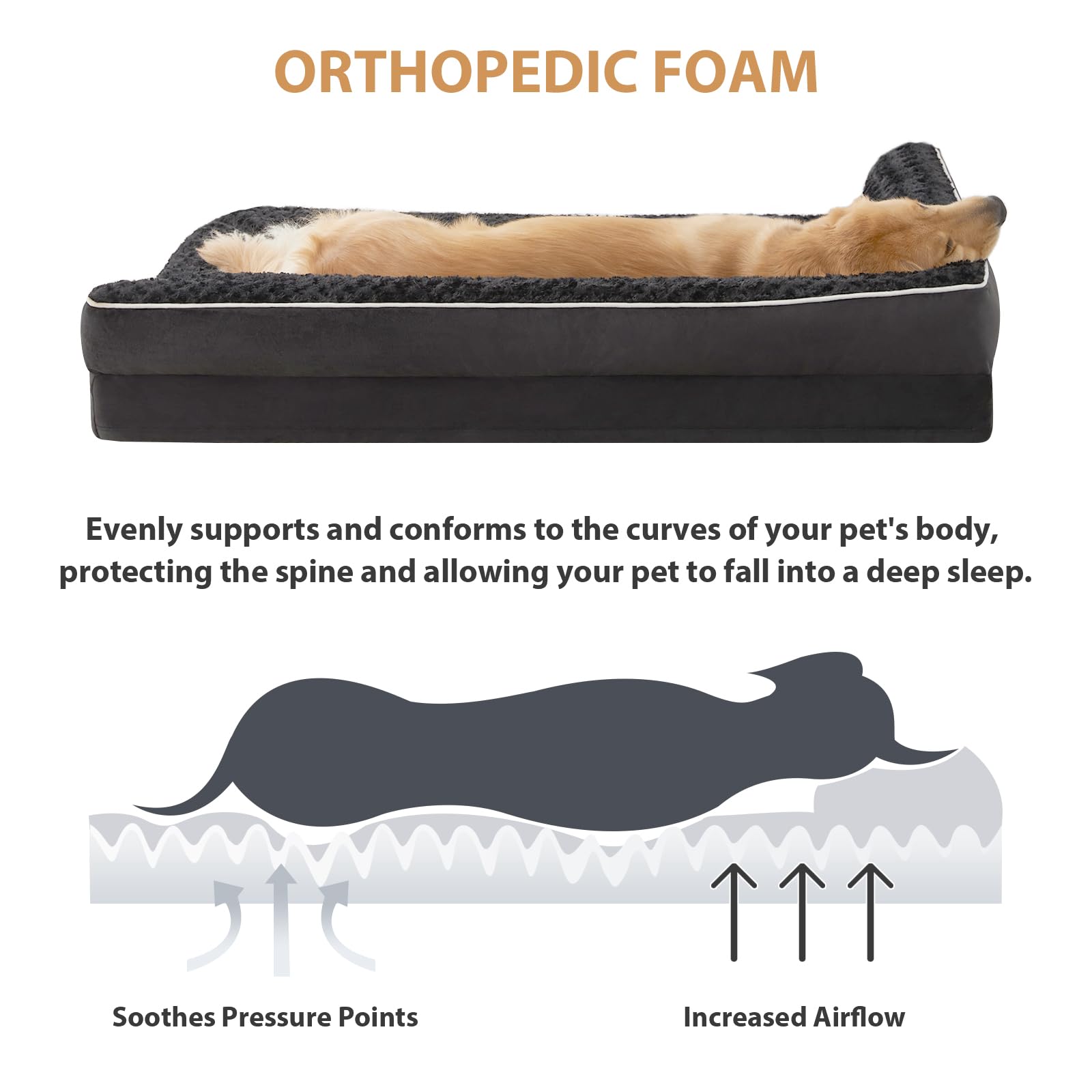 Bfpethome Orthopedic Dog Beds For Large Dogs-Waterproof Sofa Pet Bed With Removable Washable Cover, Big Dog Bed With Waterproof