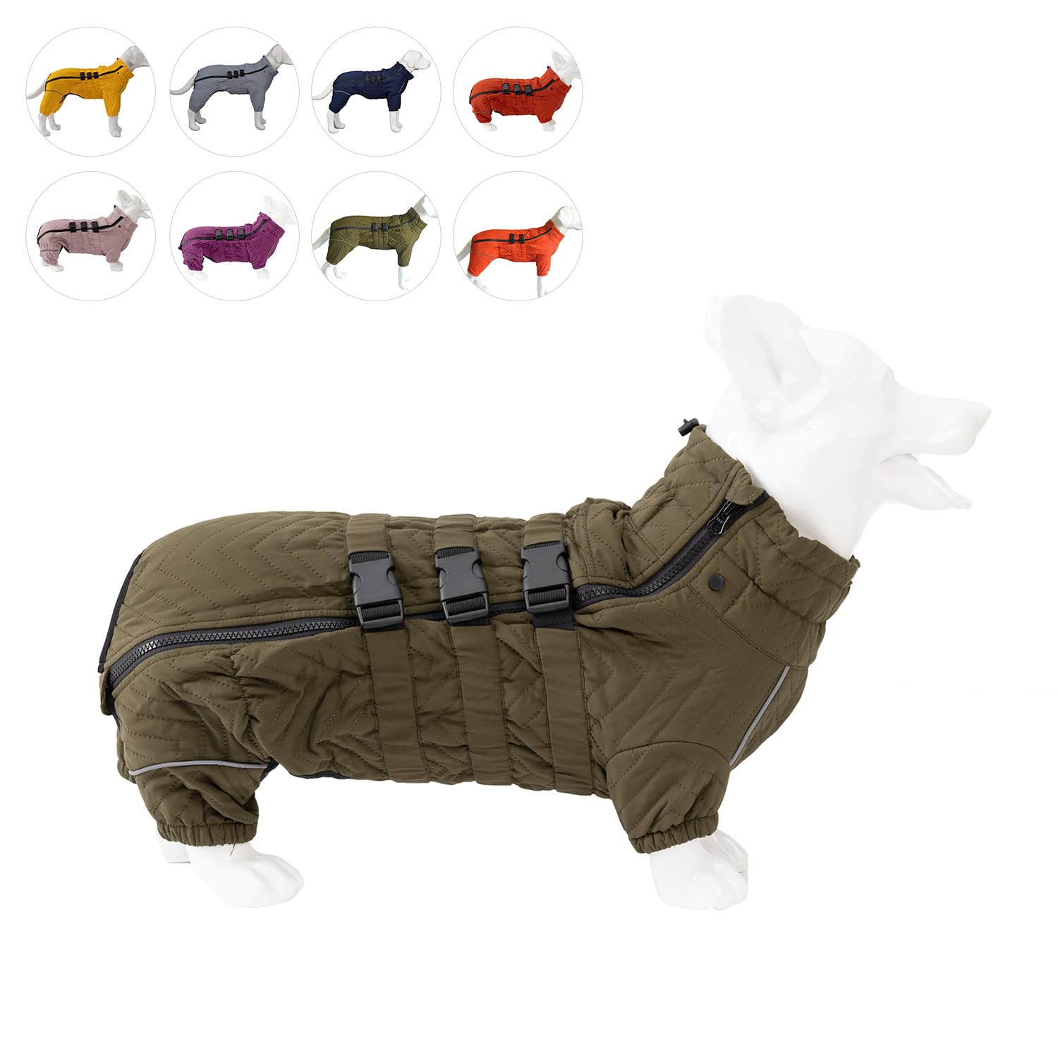 Lovelonglong Warm Dog Coat Double Layers Vest, 4 Legs Covered Windproof Waterproof Reflective Outdoor Skating Costume For Corgis