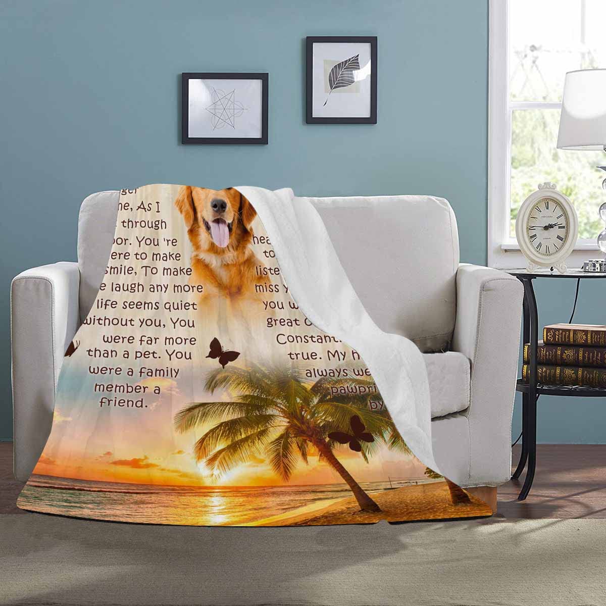 Personlaized Blanket In Memory Of My Dog, Leave Paw Prints On My Heart Pet Loss Sympathy Memorial Dog Remembrance Blanket Home D
