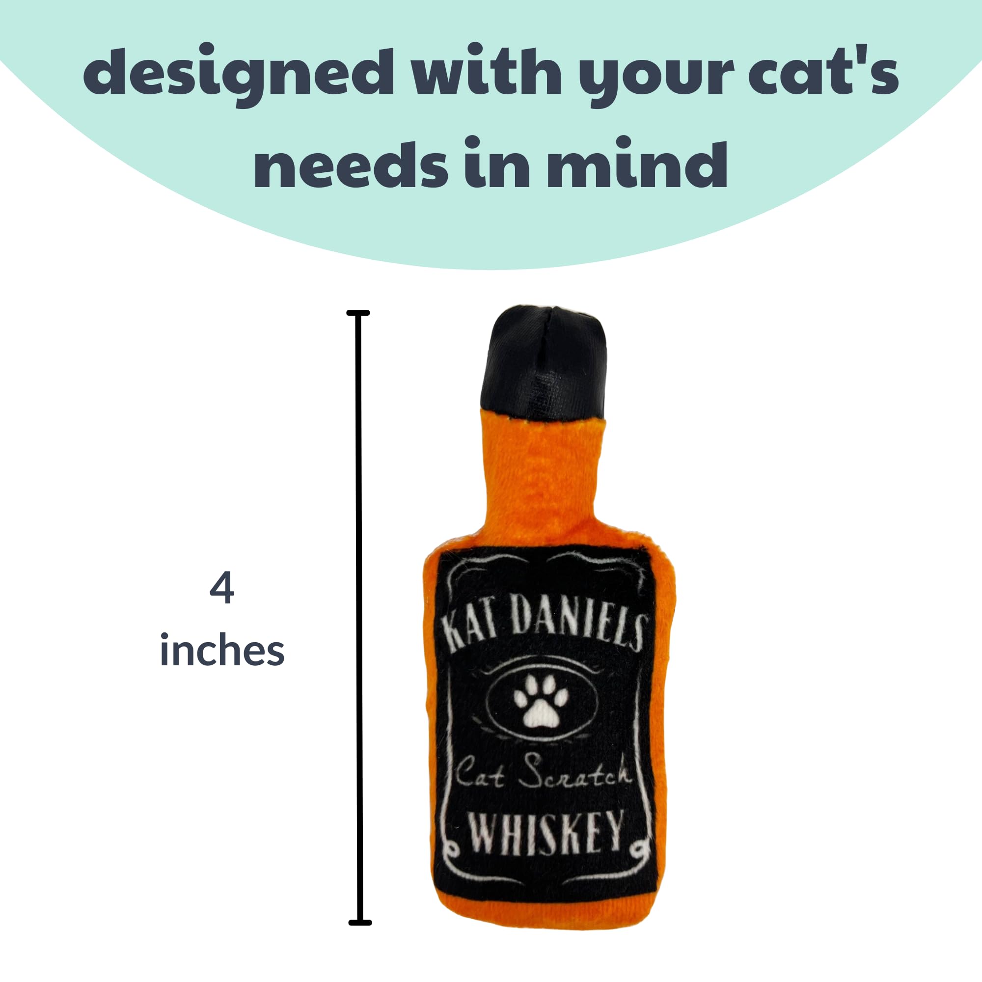 Huxley & Kent Plush Cat Toy - Kat Daniels Whiskey - Nappy Hour Strong Catnip Filled - Plush Interactive Kitten And Cat Toy With