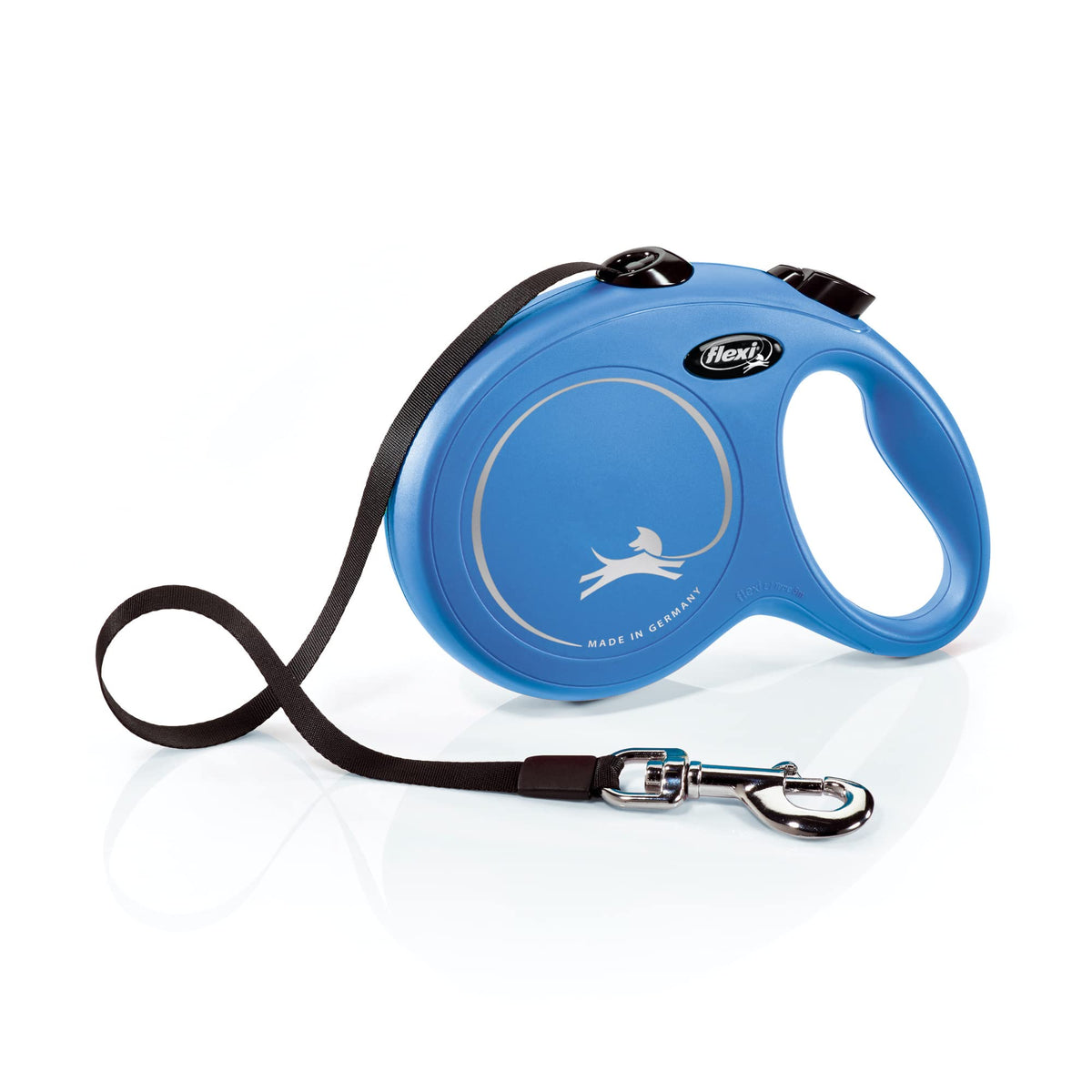 Flexi New Classic Tape Retractable Dog Leash For Large Dogs Upto 110 Lbs. – 16 Ft., Blue | Tangle Free Pet Walking Leash With One-Handed Brake, Pause, Lock|German Quality Product