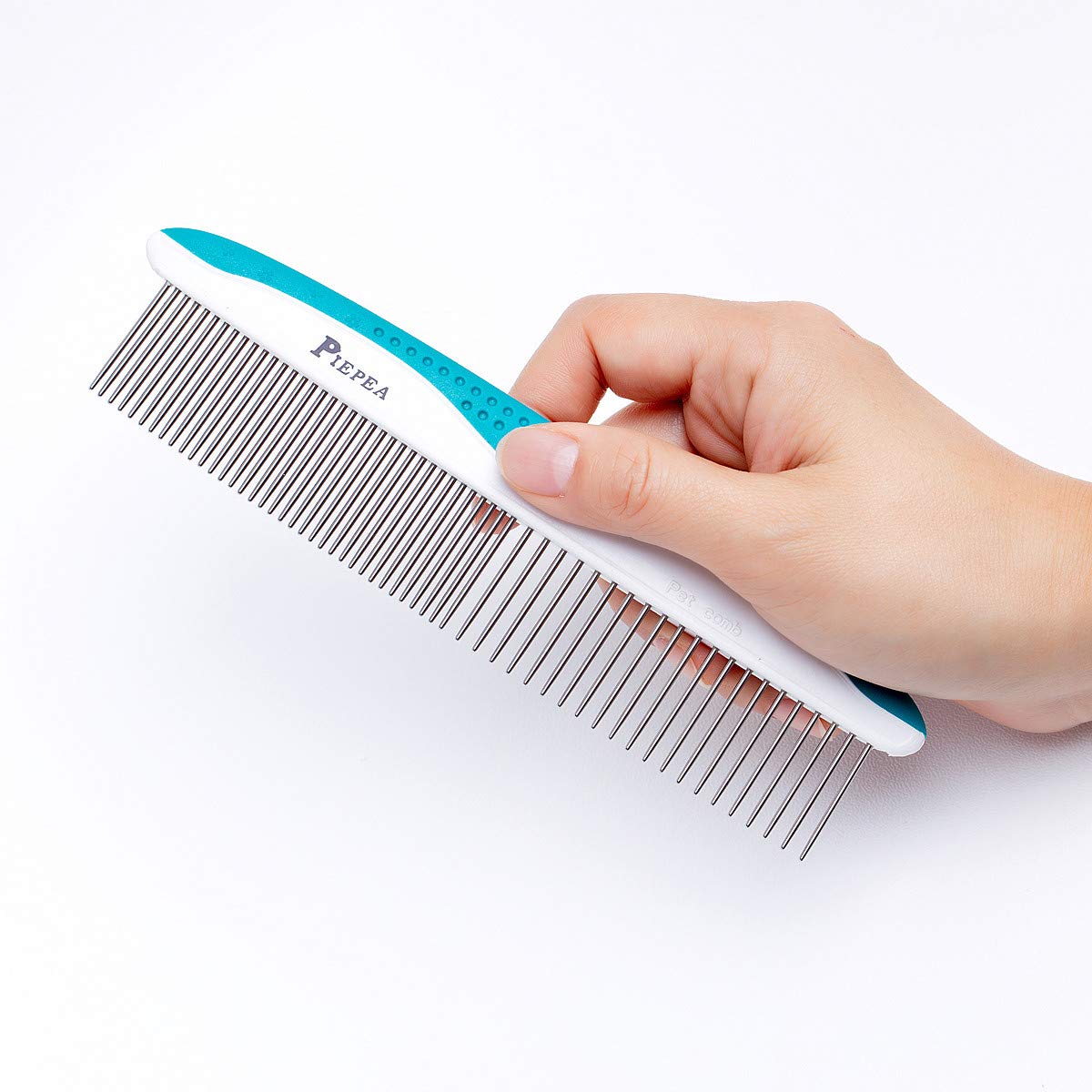 Piepea Pet Comb, Stainless Steel Teeth Comb For Dogs & Cats, Pet Hair Comb For Home Grooming Kit, Removes Knots, Mats And Tangles, 7 1/4'