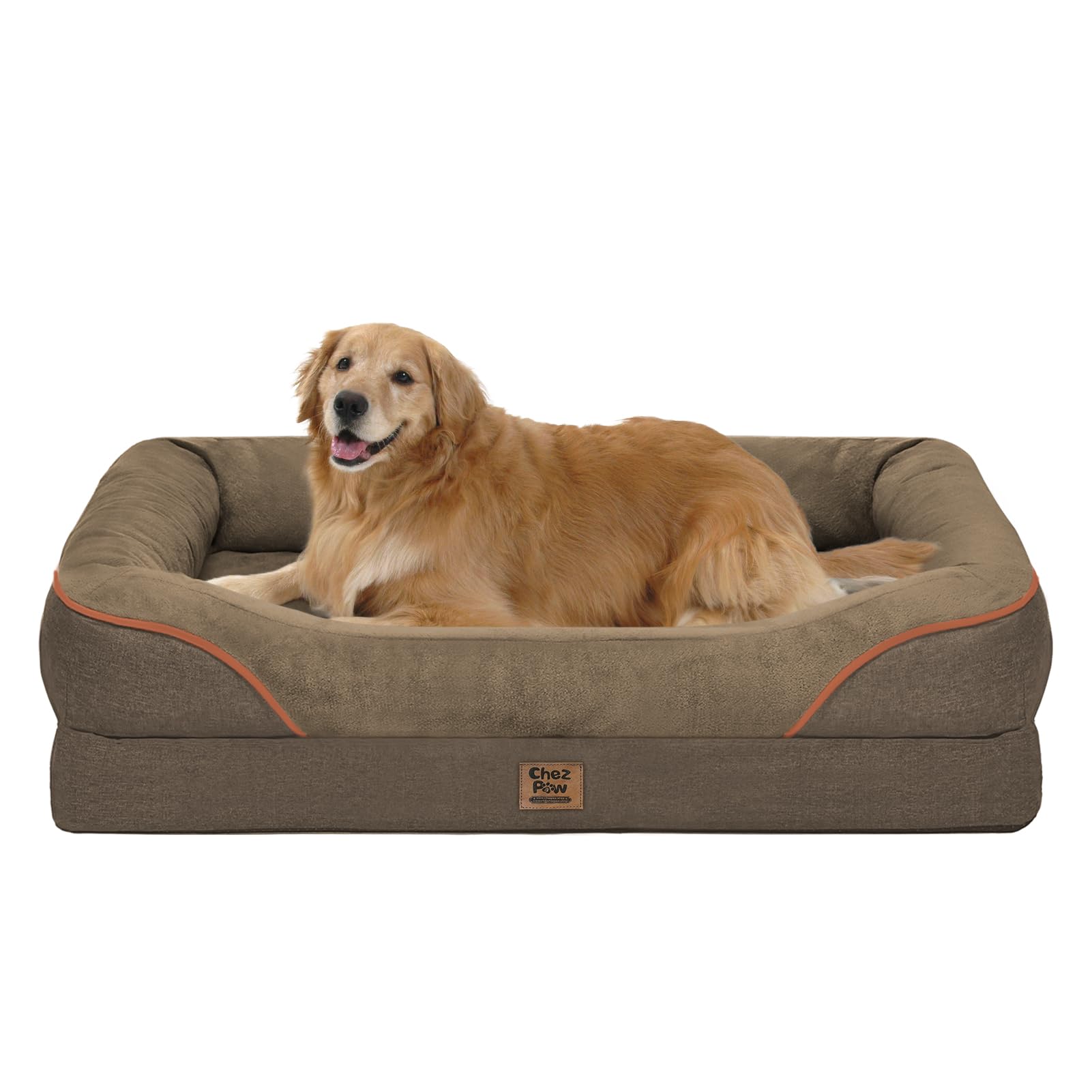 Orthopedic Xl Large Dog Bed - Removable Bolster & Waterproof Washable Cover For Pet Big Dogs Bed Extra Large Dog Beds With Foam 