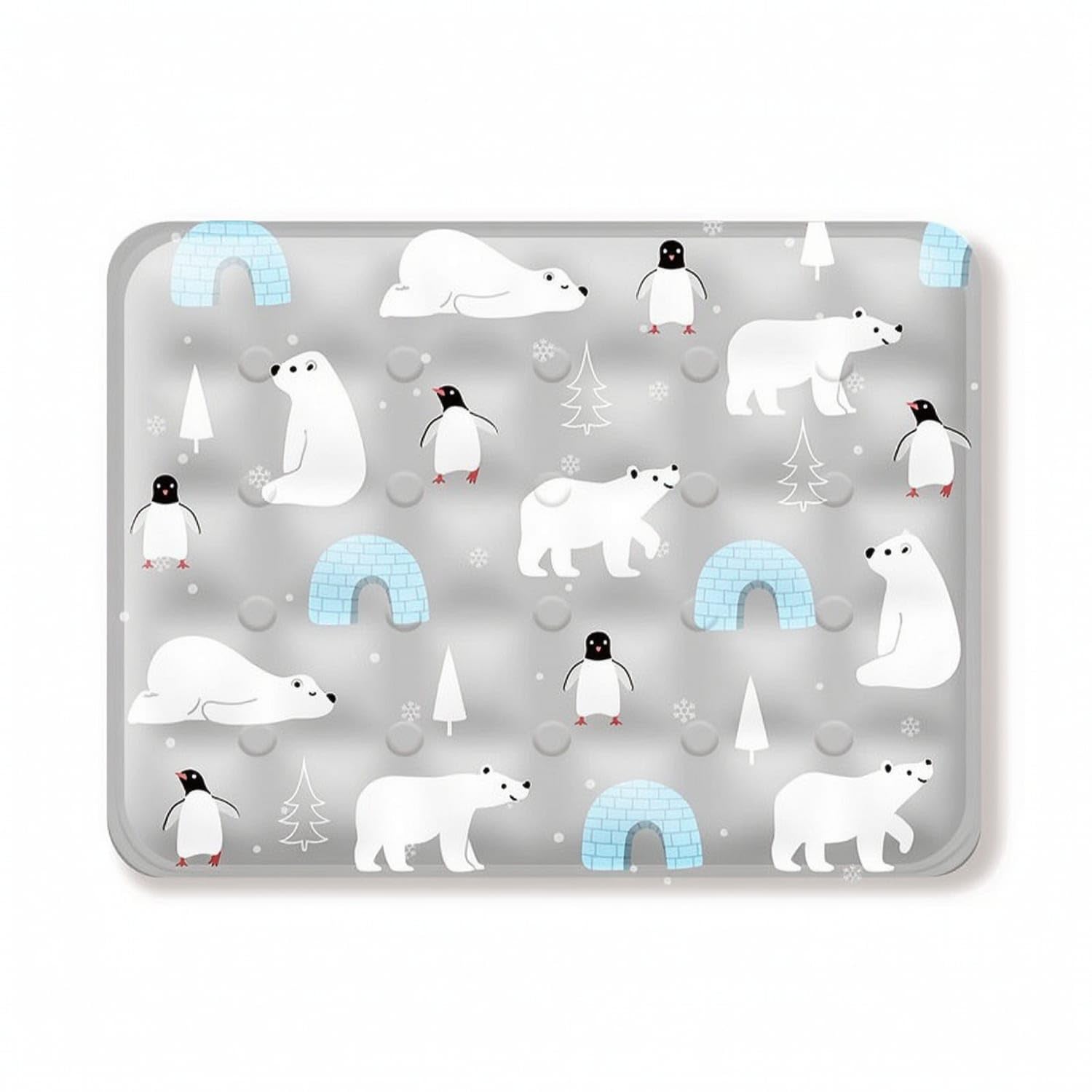 EasyUse Pet Cooling Mat Cushioned Cooling Mat with Gel PressureActivated for Pets, Dogs, Cats, Floor, L, Gray Polar Bear