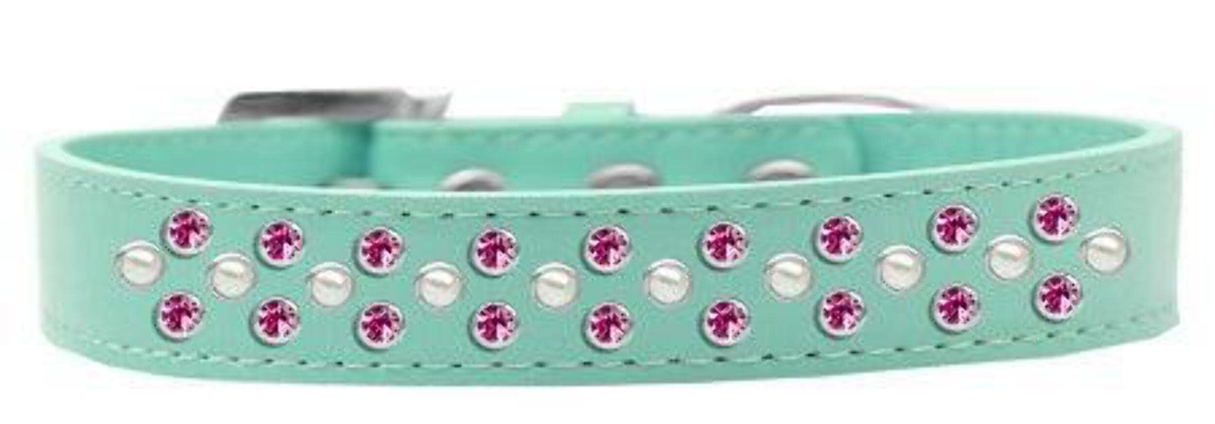Dog, Puppy & Pet Fashion Collar, Pearl and Bright Pink Crystal Rimsets Sprinkles Bright Pink 18