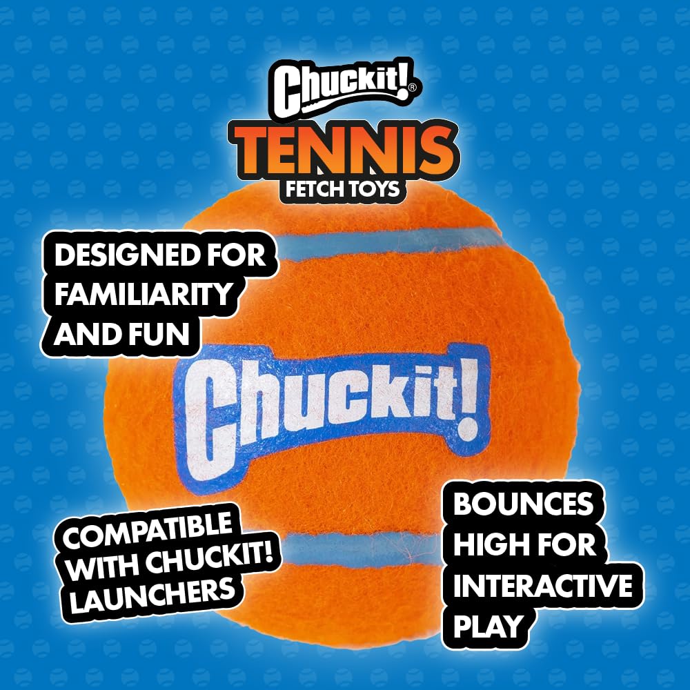 Chuckit! Dog Tennis Ball Dog Toy, Large (3 Inch Diameter) For Dogs 60-100Lbs, Pack Of 1