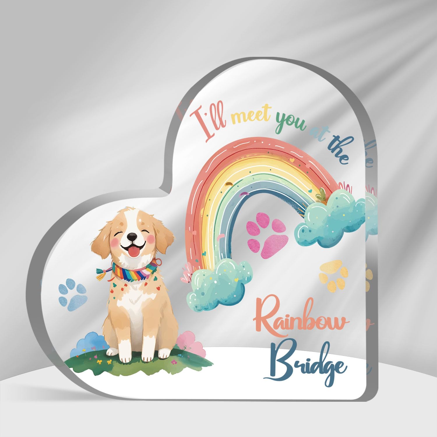 Rainbow Bridge Sign Decor - Pet Memorial Sympathy Gift for Loss of Dog, Acrylic Decorations for Pet Loss Remembrance Keepsake