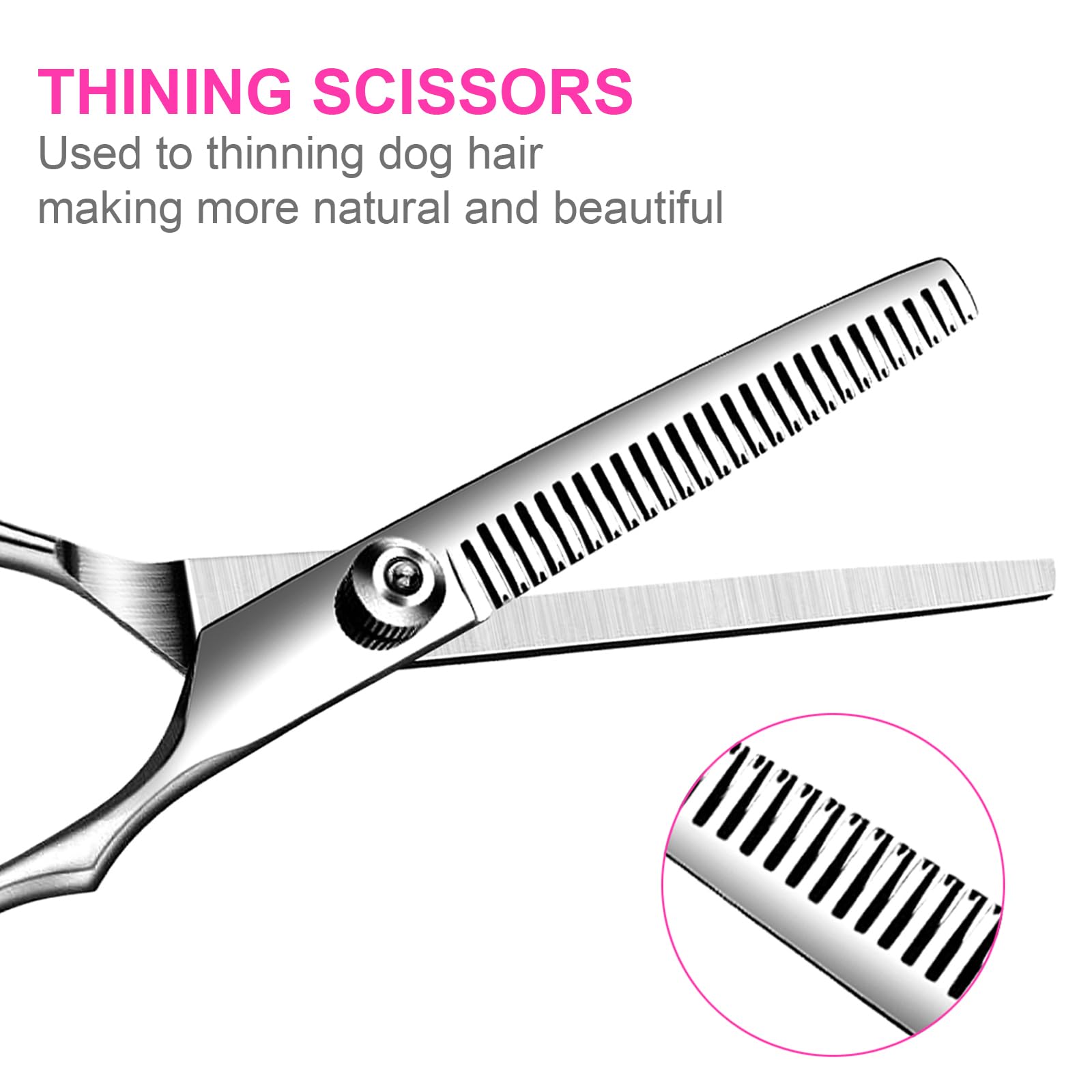 6 In1 Professional Dog Grooming Scissors Kit, Dog Shears For Grooming With Safety Round Tips, Titanium Coated Grooming Scissors
