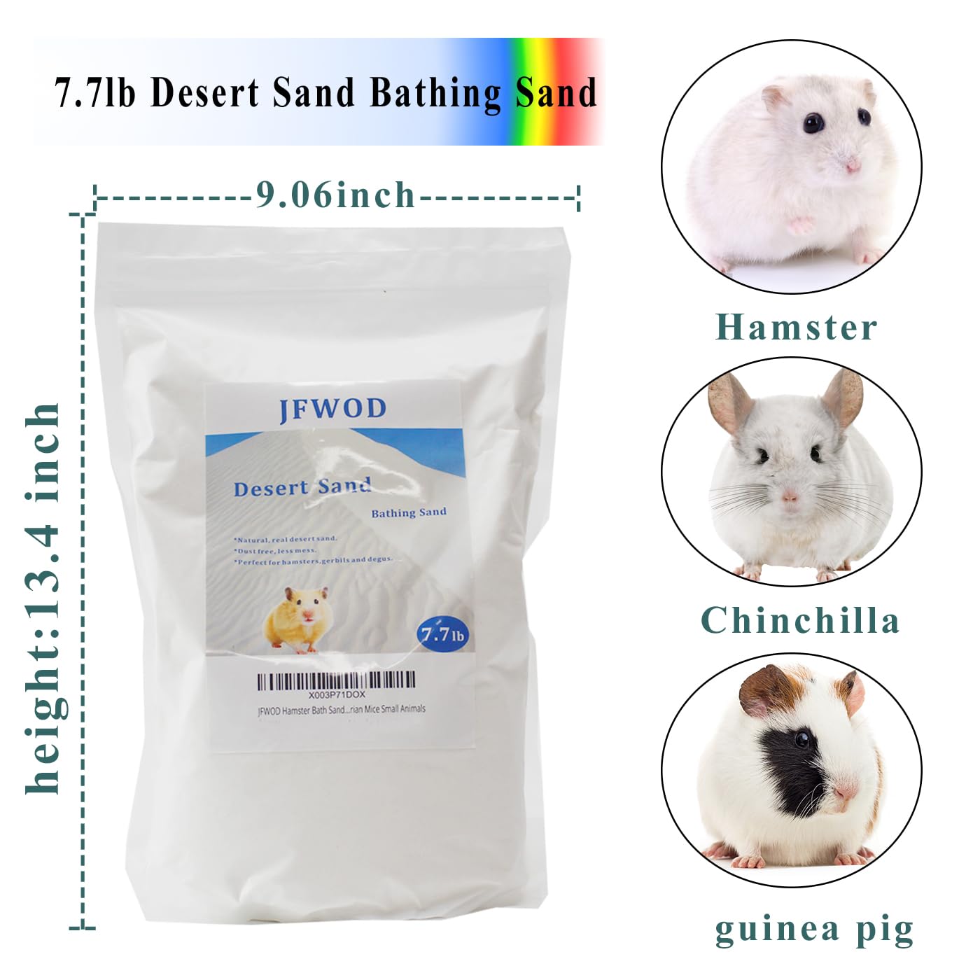 Jfwod Hamster Bath Sand, 7.7Lb Dust Free Desert Sand Or Potty Litter Sand For Hamster Chinchillas Gerbil Syrian Mice Small Anima