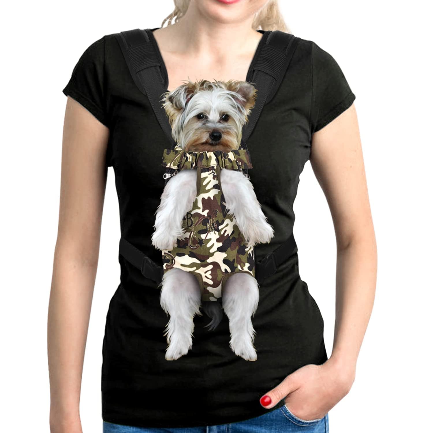 YUDODO Pet Dog Carrier Backpack Adjustable Dog Front Carrier, Legs Out Easy-Fit Dog Travel Backpack Carrier for Hiking Camping f