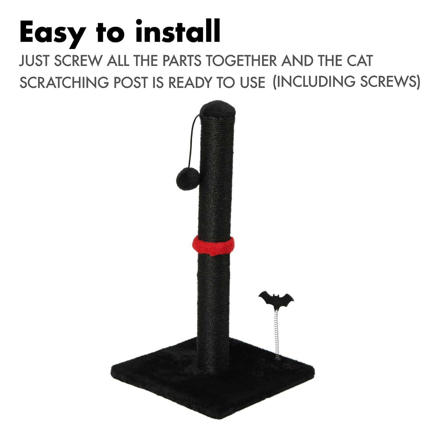 Mecool Cat Scratching Post Premium Sisal Scratch Posts With Hanging Ball Vertical Scratcher For Indoor Cats And Kittens (Black, 22 Inches For Kitten)