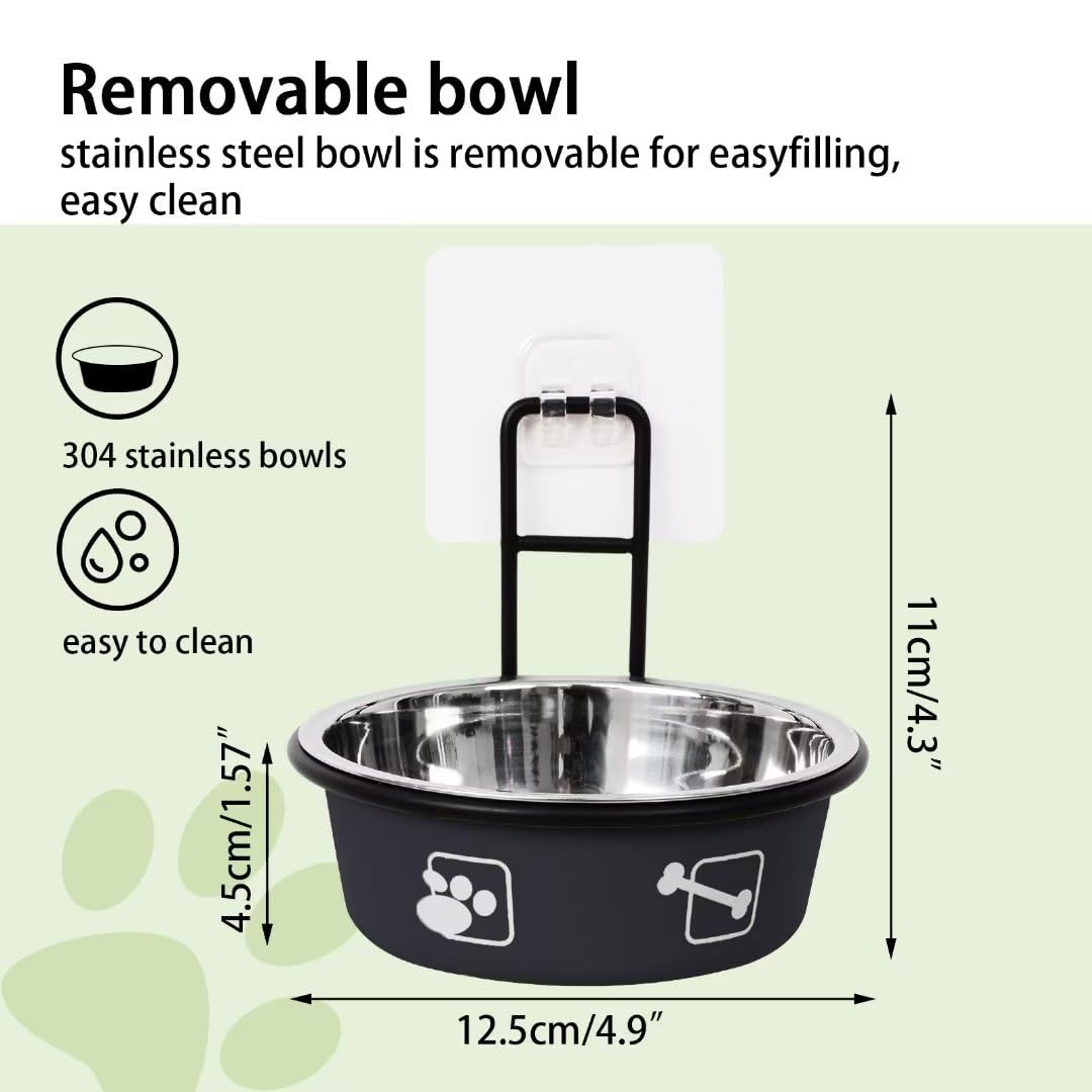 Stainless Steel Wall Mounted Cat Feeding System - Adjustable Elevated Bowls, Nonslip Stand, 2Pack For Cats & Puppies