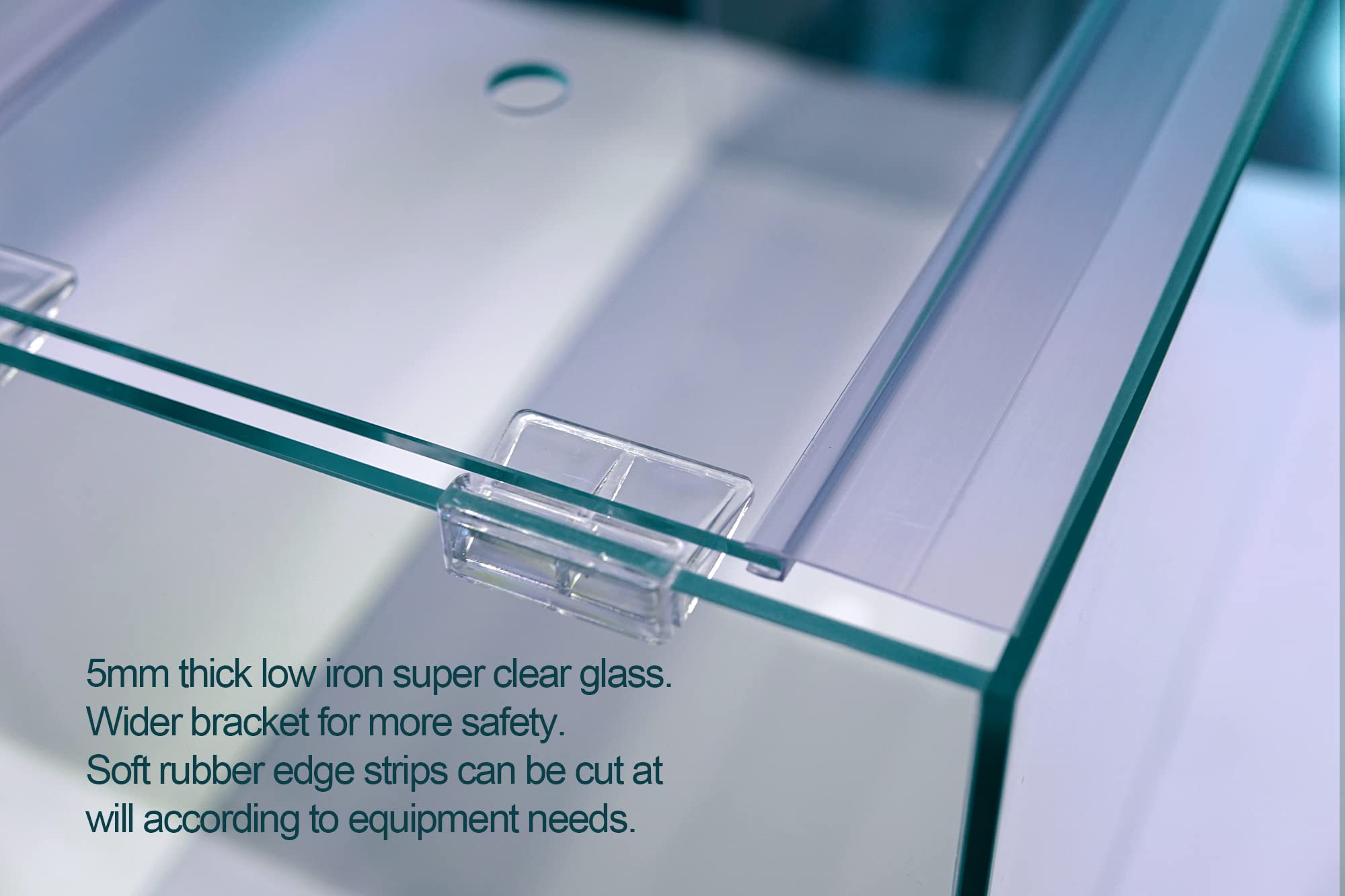 Allcolor Ultra Clear Rimless Aquarium Tank 2-22 Gallons Low Iron Glass (7Gal - Top Glass Canopy)