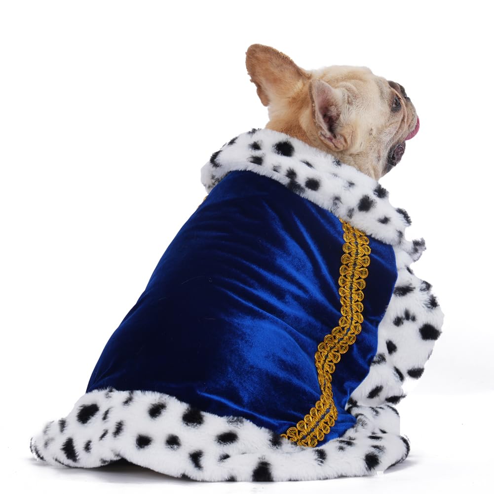 Lovelyshop Pet Serial Lux Fur Blue Cat Dog Cloak For Halloween Costumes, King Queen Prince And Princess Cosplay-M
