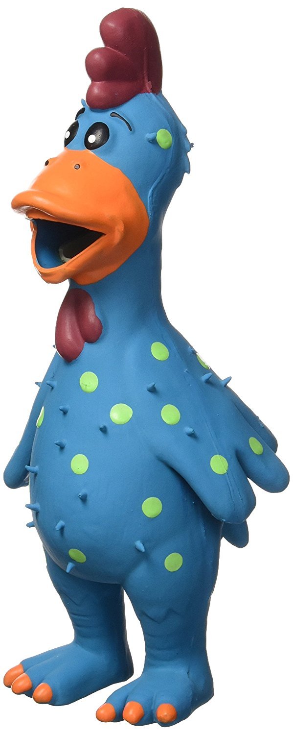 Multipet's 11.5-Inch Latex Polka Dot Globken Chicken Dog Toy, Assorted Color - 1 Count