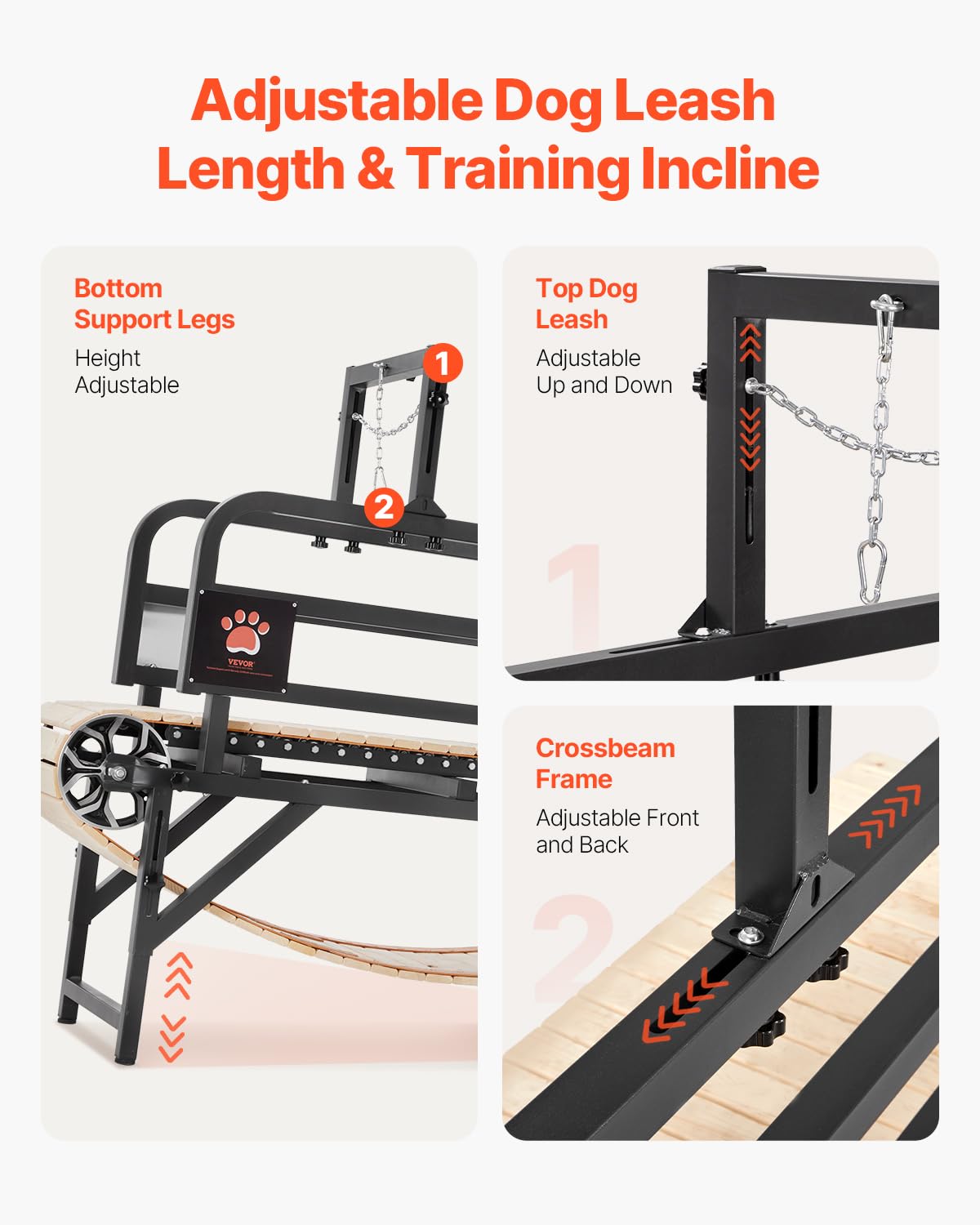 Vevor Dog Treadmill For Large/Medium Dogs With Brake, Slatmill With 3 Adjustable Ramps, Doggy Pacer To Unleash Joy, Keep Active