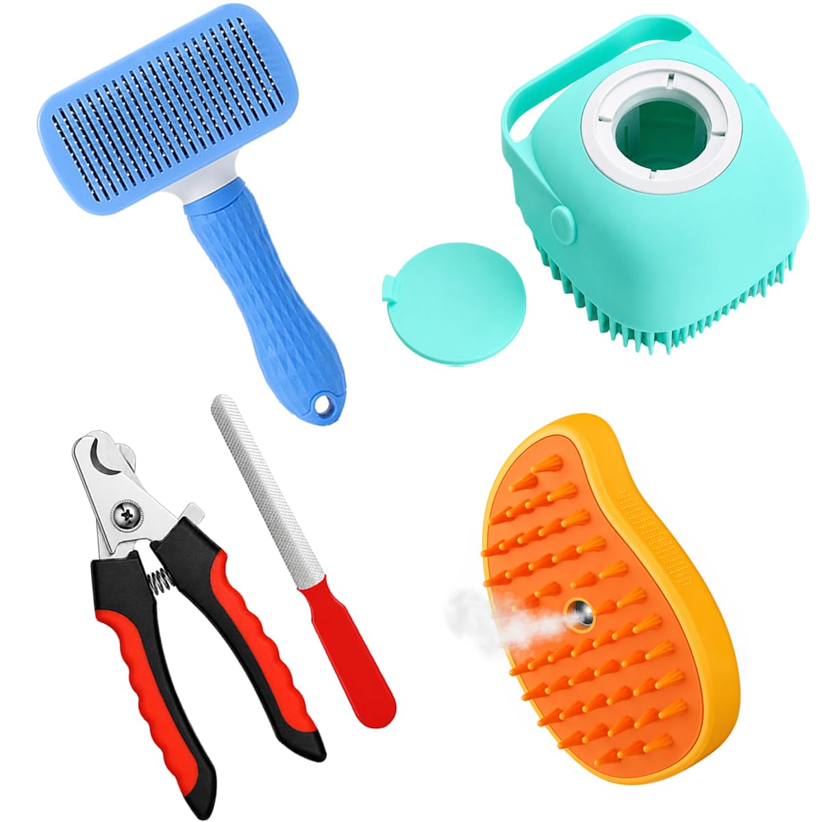 Complete Pet Grooming Accessories Kit With Steam Brush Slicker Brush Set