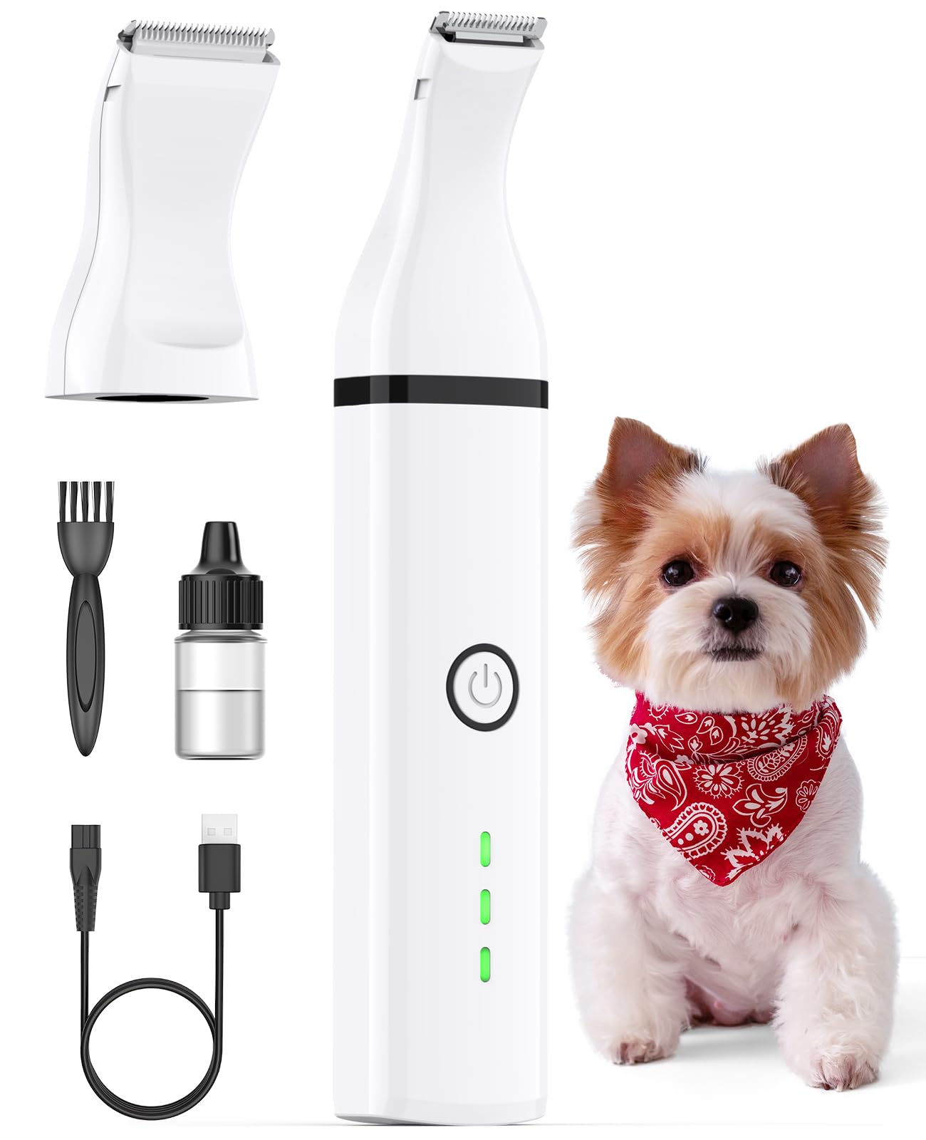 Oneisall Dog Paw Trimmer,Corldless Paw Trimmer For Dogs With Double Blades,Quiet 2 Speed Small Dog Grooming Clippers For Paws, E
