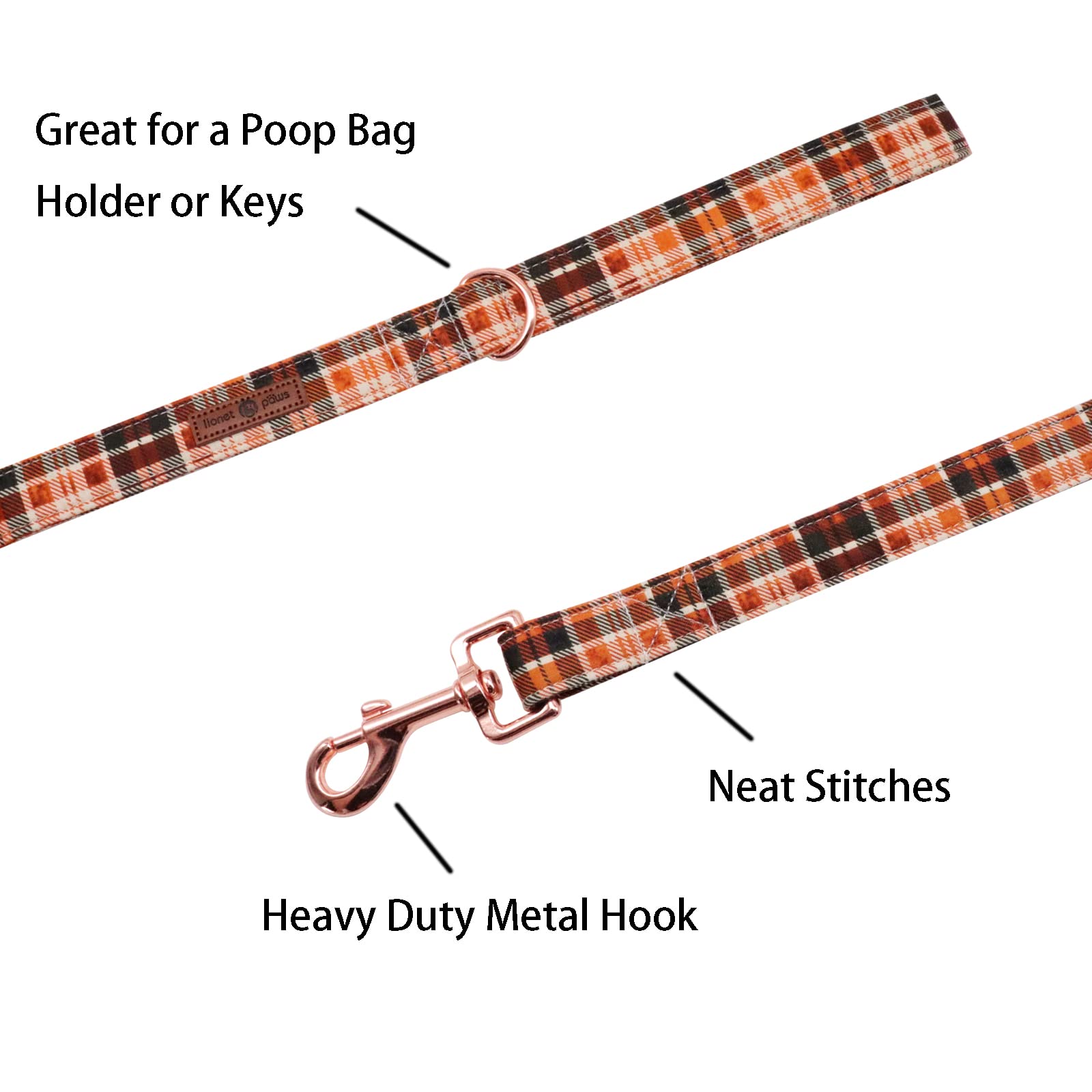 Lionet Paws Dog Leash For Small Dogs, Orange, Blue, Extra Small, 5/8In X 4Ft