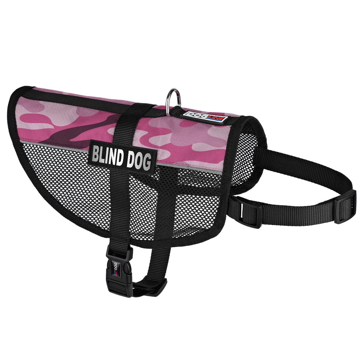 Dogline Maxaire Vest Blind Dog Removable Patch Adjustable Harness Reflective For Puppies Small Medium And Large Dogs 17 By 21 Inch Girth Pink Camo