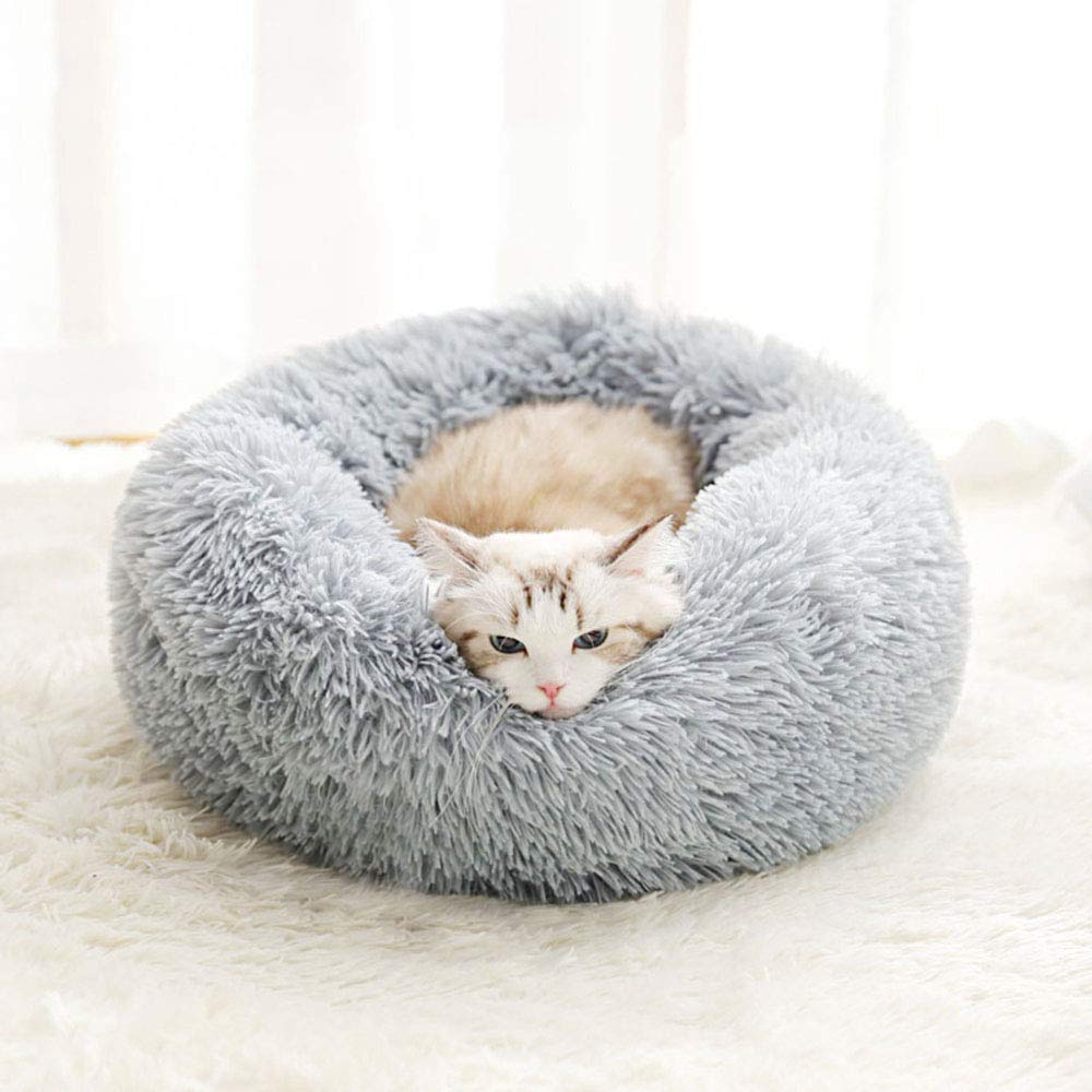 Bodiseint Modern Soft Plush Round Pet Bed For Cats Or Small Dogs, Mini Medium Sized Dog Cat Bed Self Warming Autumn Winter Indoo