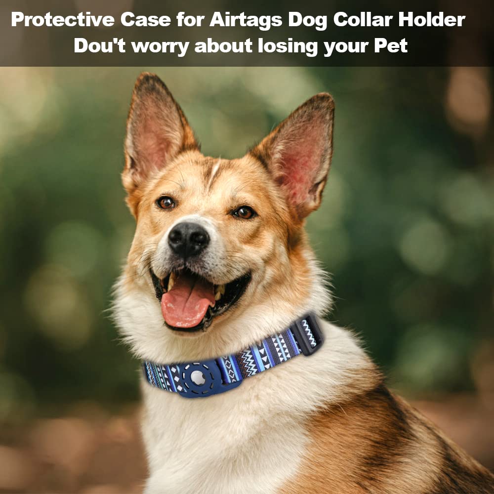Konity Airtag Dog Collar, Compatible With Apple, Polyester Pet Cat Puppy Collar Silicone Holder For Small, Medium, Large, And Ex