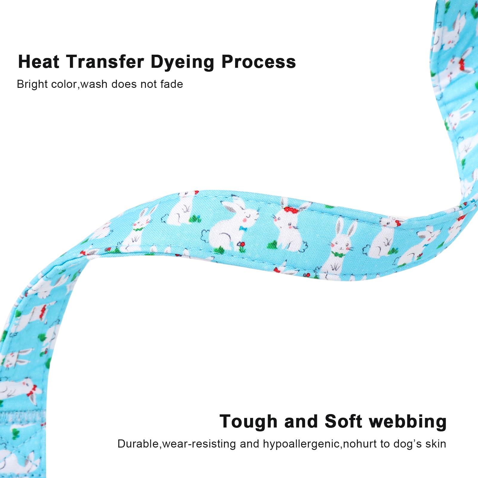Lionet Paws Easter Dog Collar, Comfortable Adjustable Blue Rabbit Collar With Bunny Rabbit For Medium Male Female Dogs Collars,