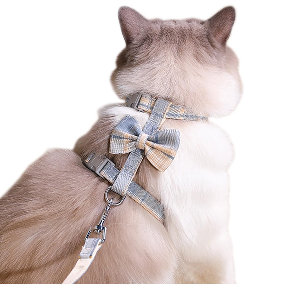 Wellyuk Cat Harness And Leash Set Escape Proof For Outdoor Walking Travel With Cute Blue Bowtie, Kitten Soft Lightweight Small A