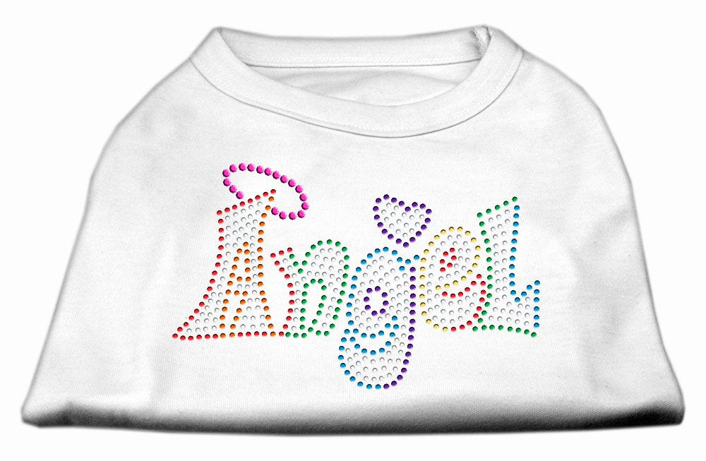 Mirage Pet Products 8&quot; Technicolor Angel Rhinestone Pet Shirt, X-Small, White