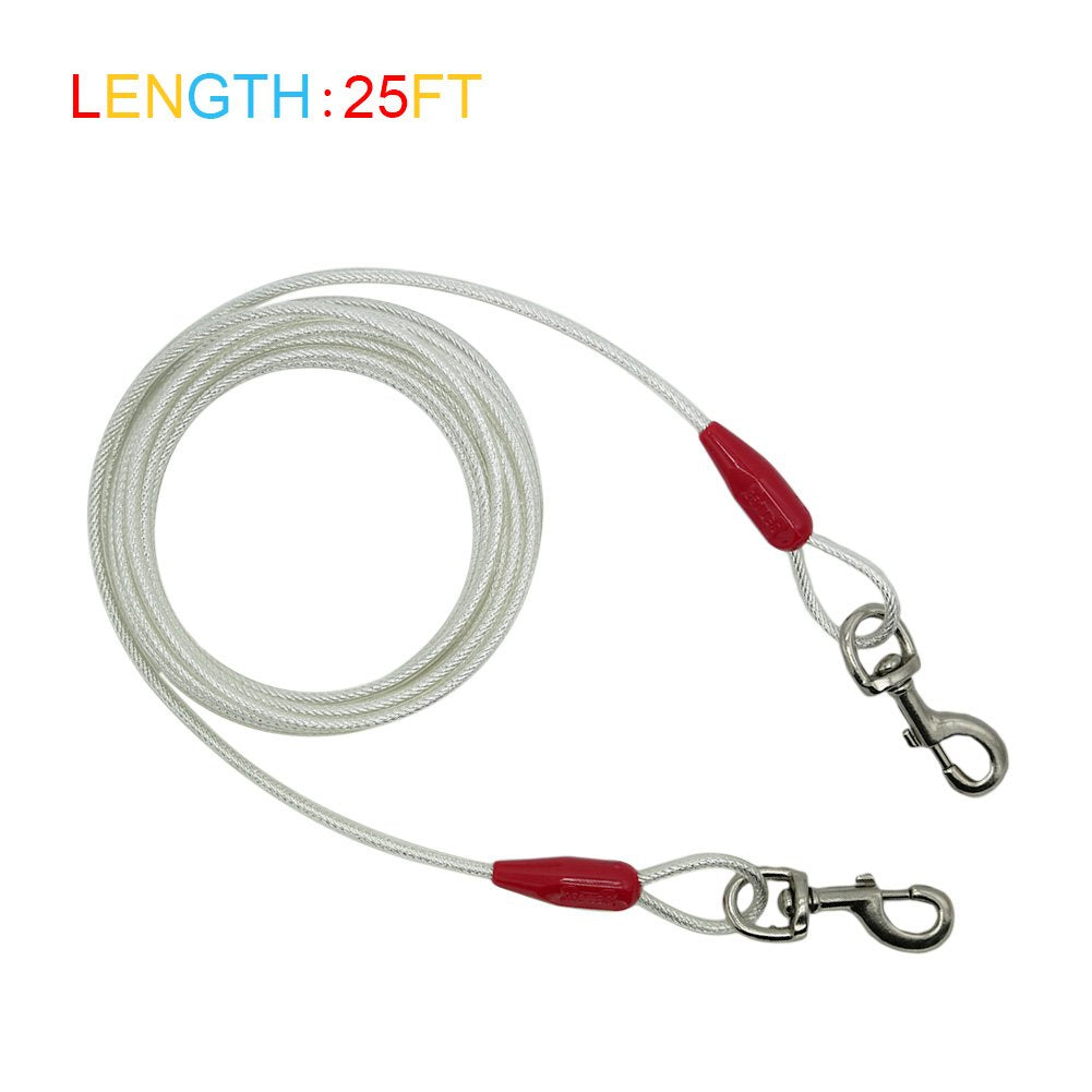Petest 25Ft Reflective Tie-Out Cable For Super Dogs Up To 250 Pounds