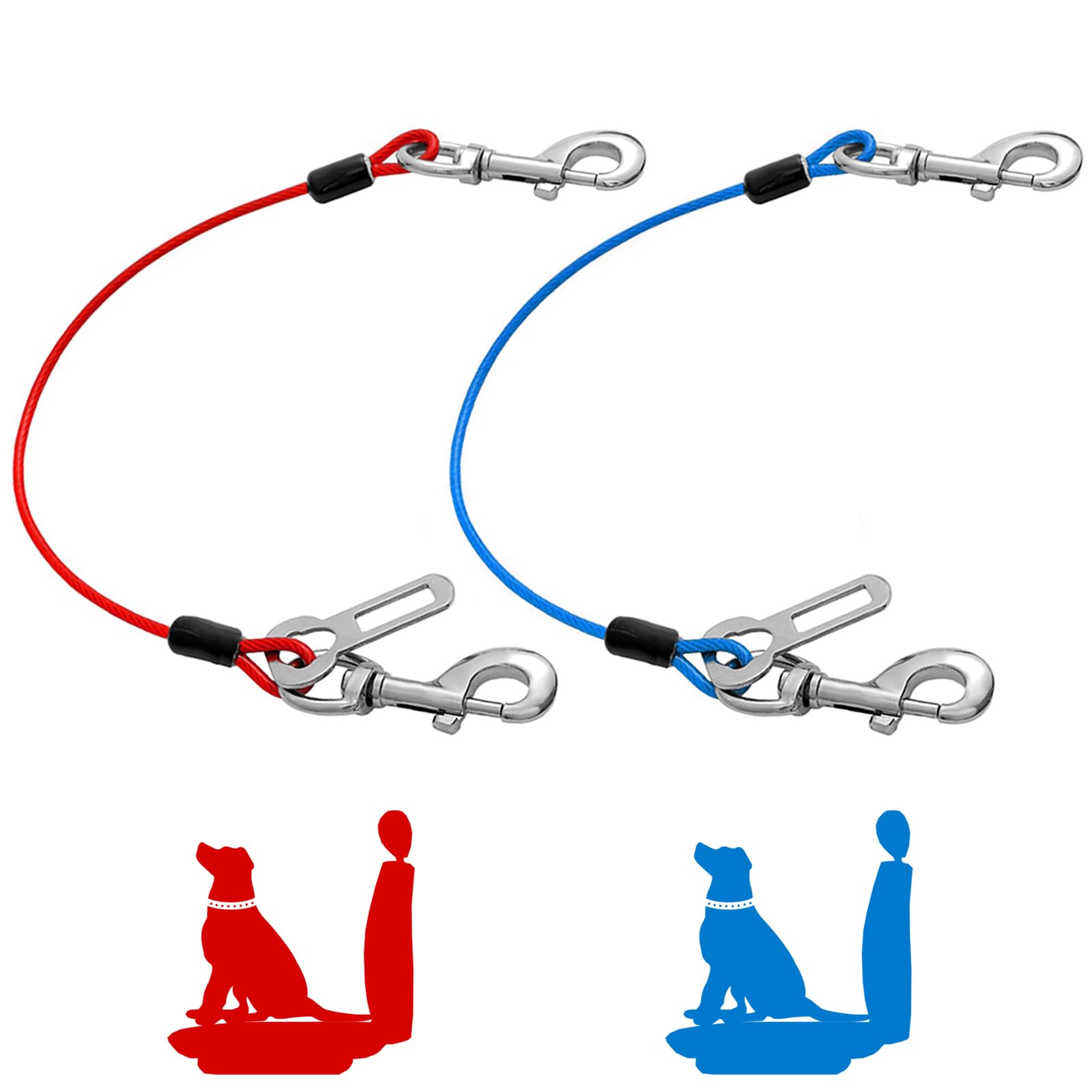 Mi Metty Dog Seat Belt Harness For Car, 2Pcs Dog Seatbelt Of Coated Wire Leash Safety Restraint, No Chew Tether Cable Vehicle Do
