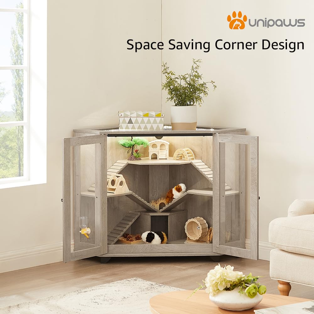 Unipaws Chinchillas Cage With Ramp, Rat Cage With House, Hedgehog Cage, Critter Nation Cage For Hamster, Squirrel, Clear Acrylic