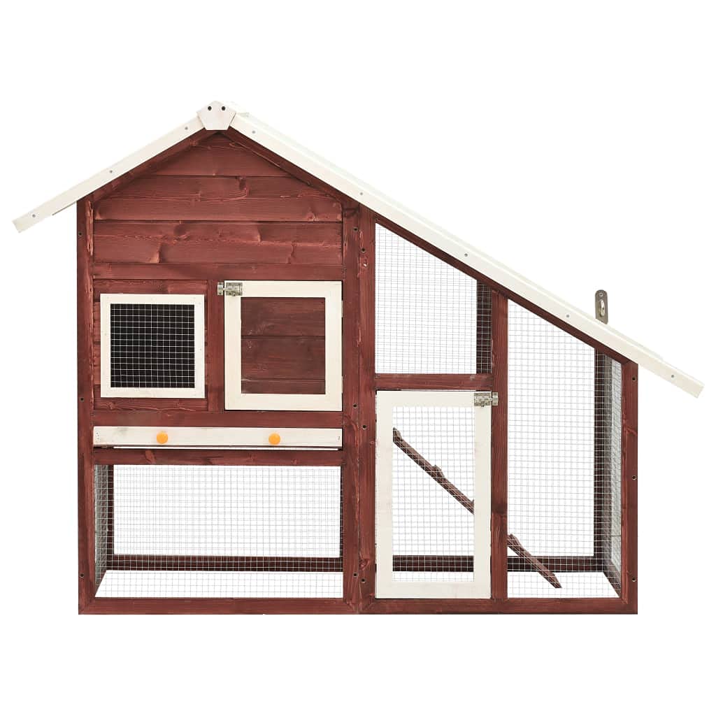 vidaXL Two-Tier Rabbit Hutch with Water-Resistant Fabric Roof | Mocha and White | Solid Firwood Construction | 55.1&quot;x24.8&quot;x47.2&quot; | Unique Farmhouse Design for Small Animals