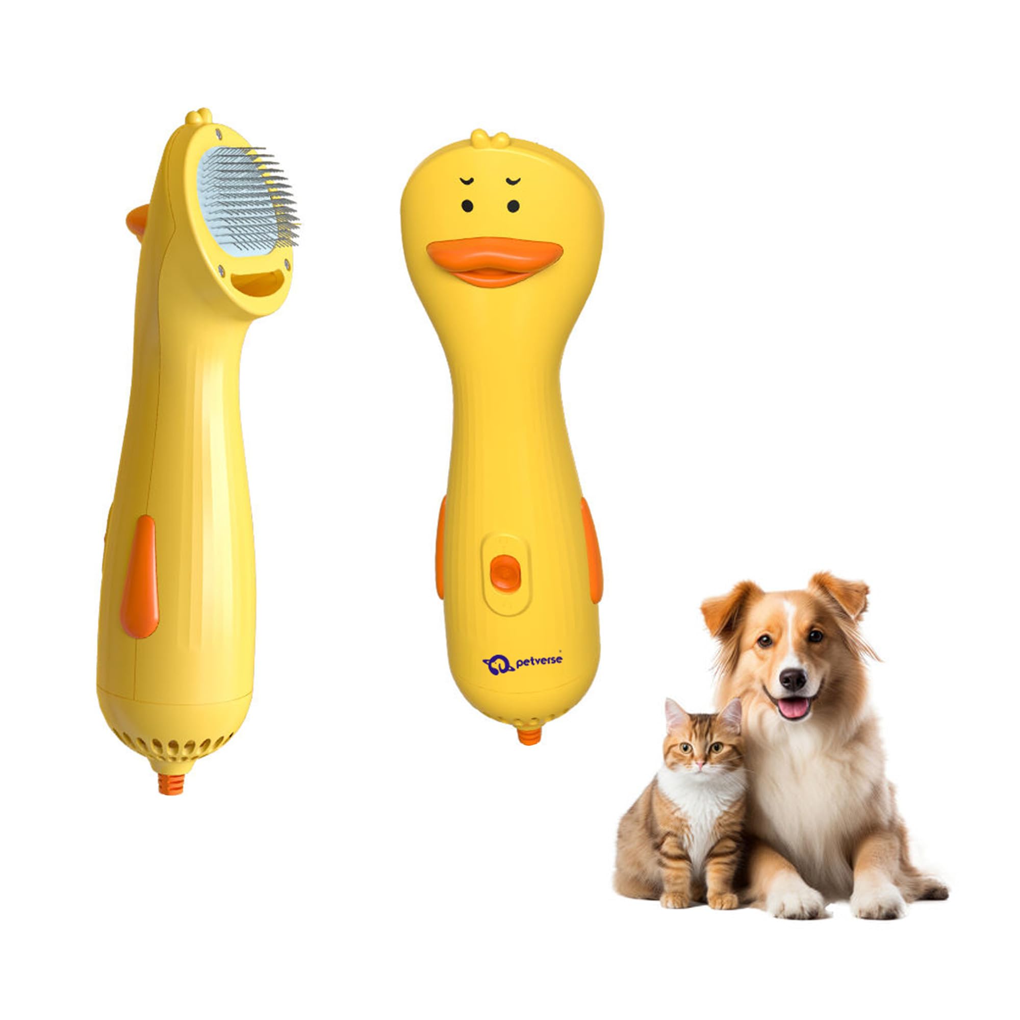 Petverse 2In1 Pet Grooming Dryer & Slicker Brush For Dogs Cats  Quiet Hair Dryer Brush With 2Speed Hot/Cold Air, Overheat Pr