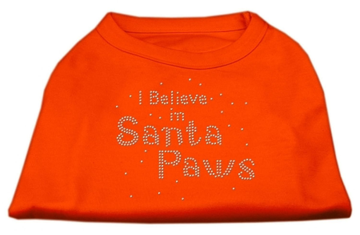 Mirage Pet Products 20-Inch I Believe in Santa Paws Print Shirt for Pets, 3X-Large, Orange