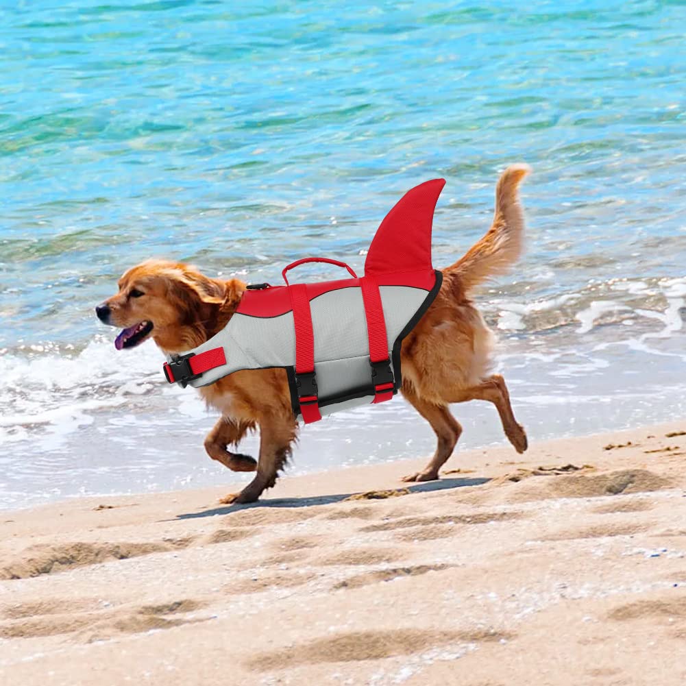 Emust Dog Life Jacket, Ripstop Dog Lifesaver Vests With Rescue Handle For Small Medium And Large Dogs, Pet Safety Swimsuit Preserver For Swimming Pool Beach Boating (Xs,Red)