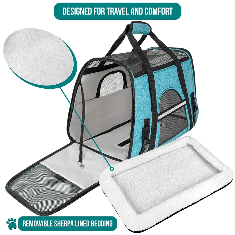 PetAmi Soft Sided Pet Carrier for Cats & Small Dogs, Medium Size, Heather Blue, Polyester, Model PET-HB02SM-HSBL-SP