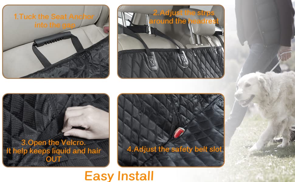 ANOSOSPEcIAL Dog car Seat cover for Back Seat cover for Kids ISOFIX car Seat Protector for Dogs Nonslip Water Proof Durable Univ
