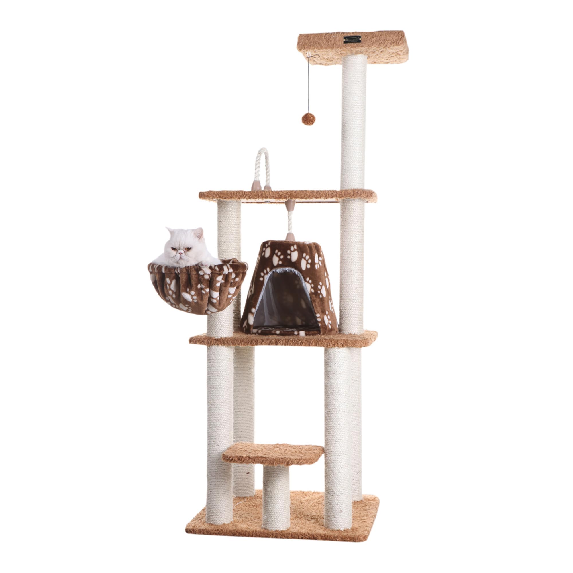 Armarkat Brown Carpet Cat Furniture, Real Wood Kitty Tower, A6403