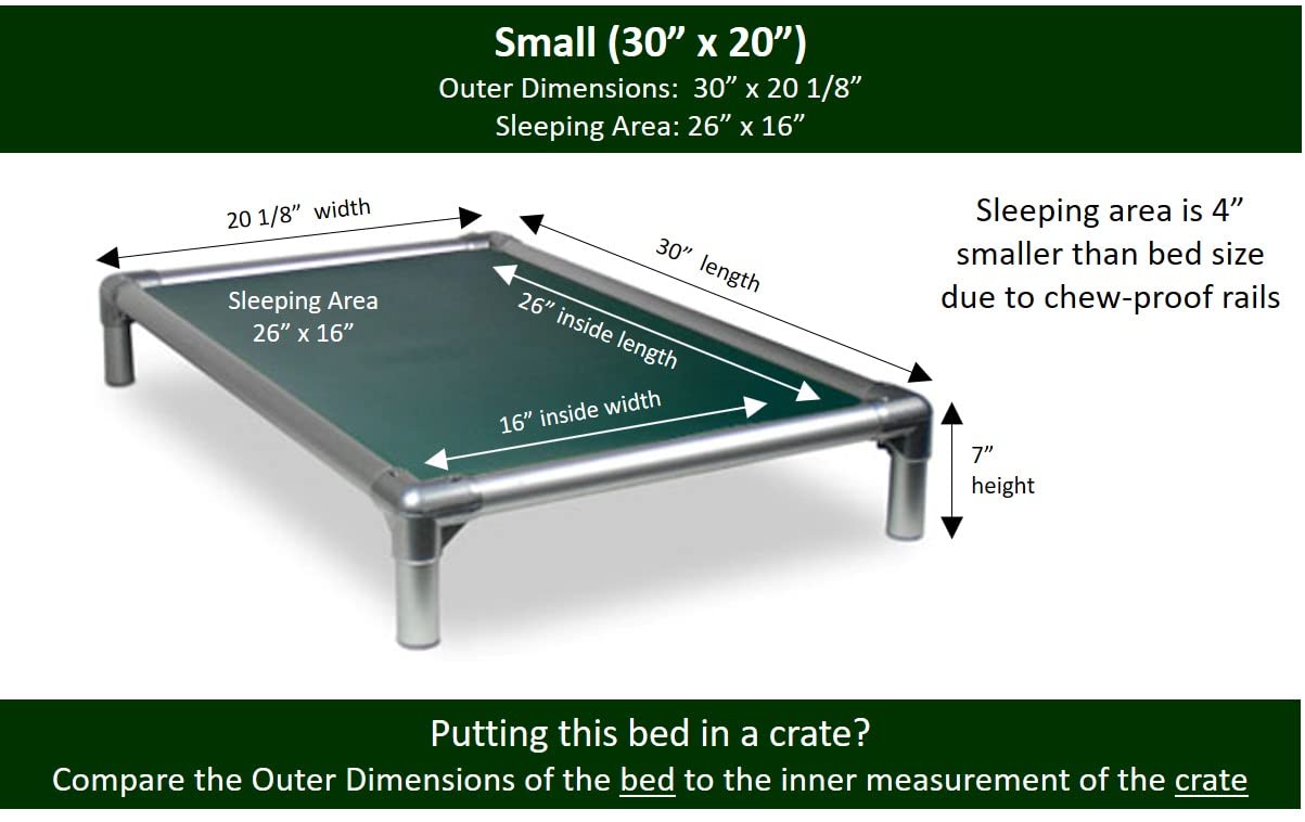 Kuranda Chewproof Crate Bed - Silver Aluminum - 30'' x 20'' - Vinyl - Forest