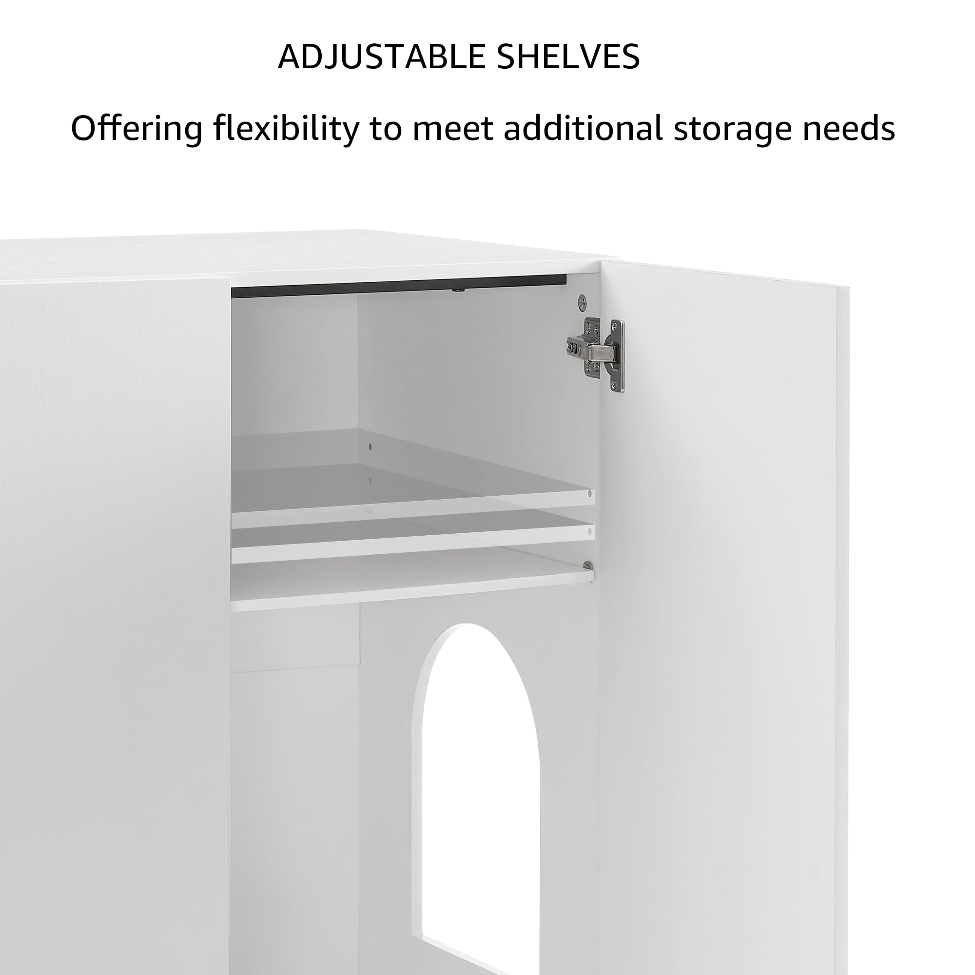 Unipaws Tall Cat Litter Box Enclosure With Shelves, Hidden Litter Box Cover For Tall Or Top Entry Litter Box, Kitty Enclosed Lit