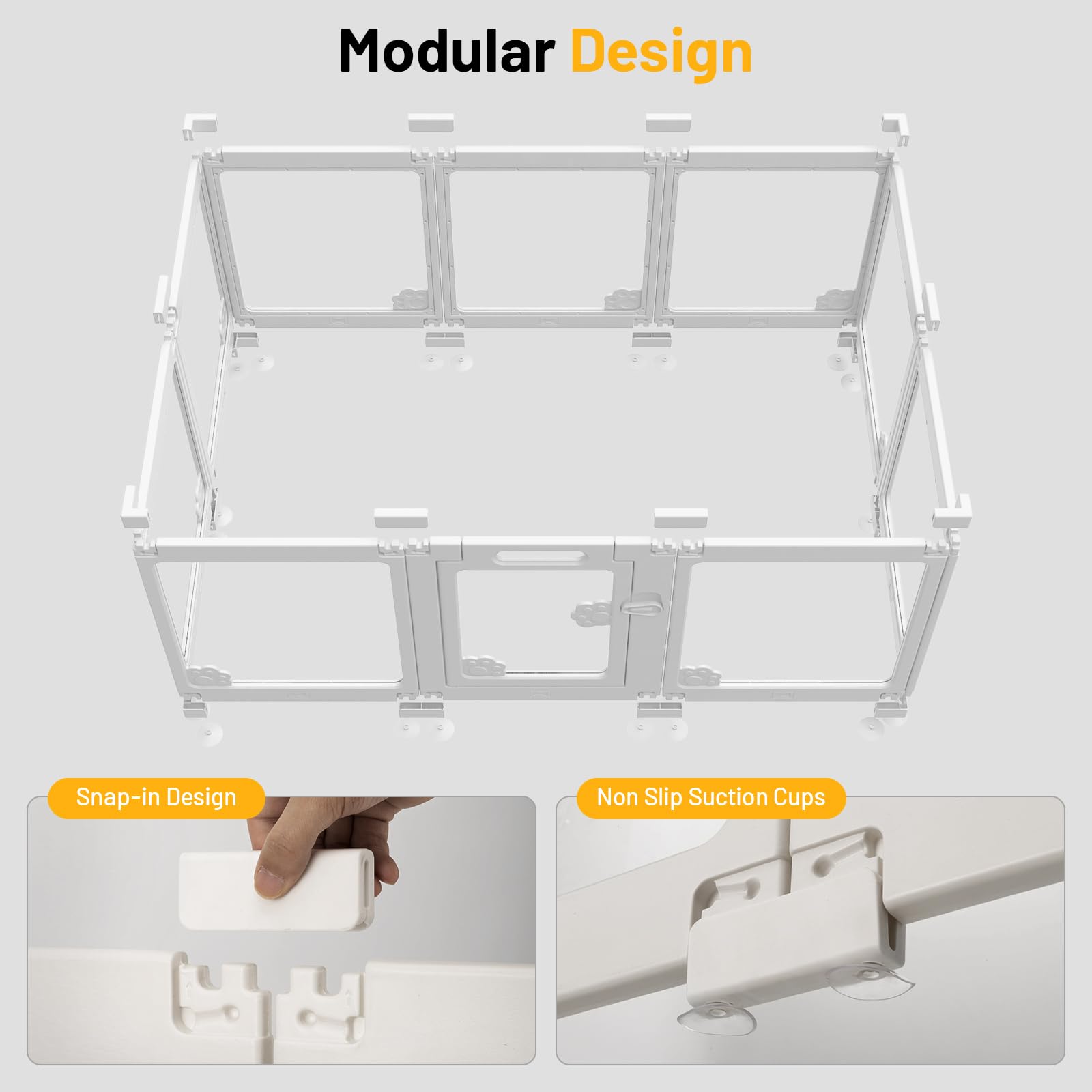 Bumubi Dog Playpen Clear Acrylic Plastic For Puppy Cat Rabbit Transparent Pet Pen Puppy Playpen Indoor Easy Assemble Foldable Wh