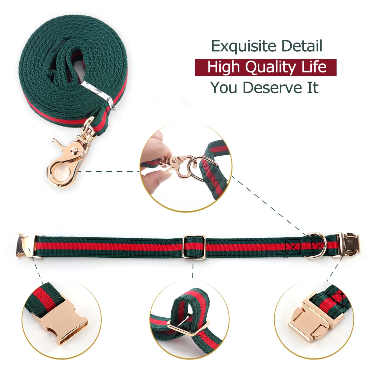 Stylish and Elegant Dog Collar,Adjustable Metal Belt Buckle, Durable High Density Fabric for Comfortable Pet Dog Collar and Dog