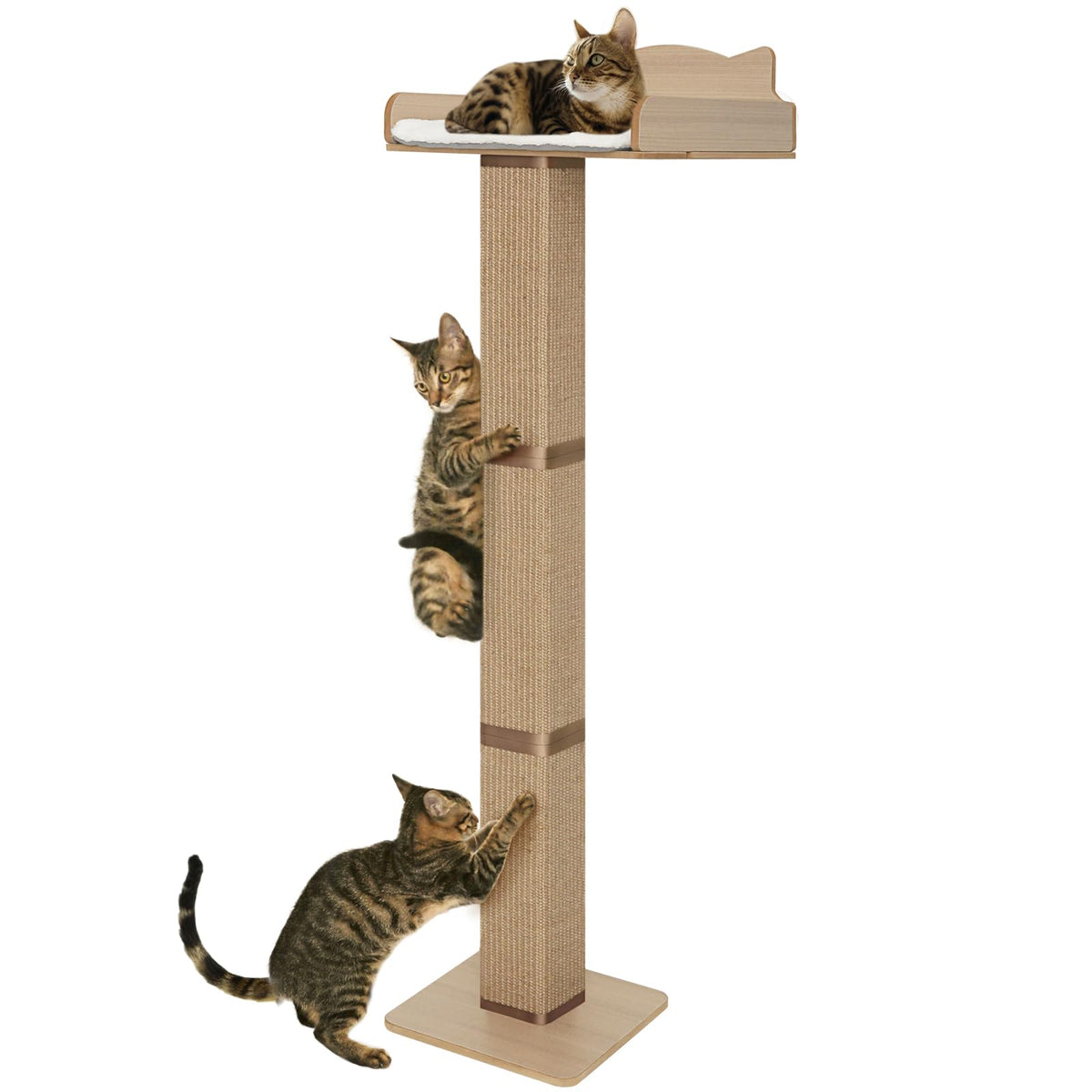 Cat Window Perch With Scratching Post, Cats Hammock For Window With 3 Suction Cups, Sisal Tall Cat Scratching Post With Extra-La