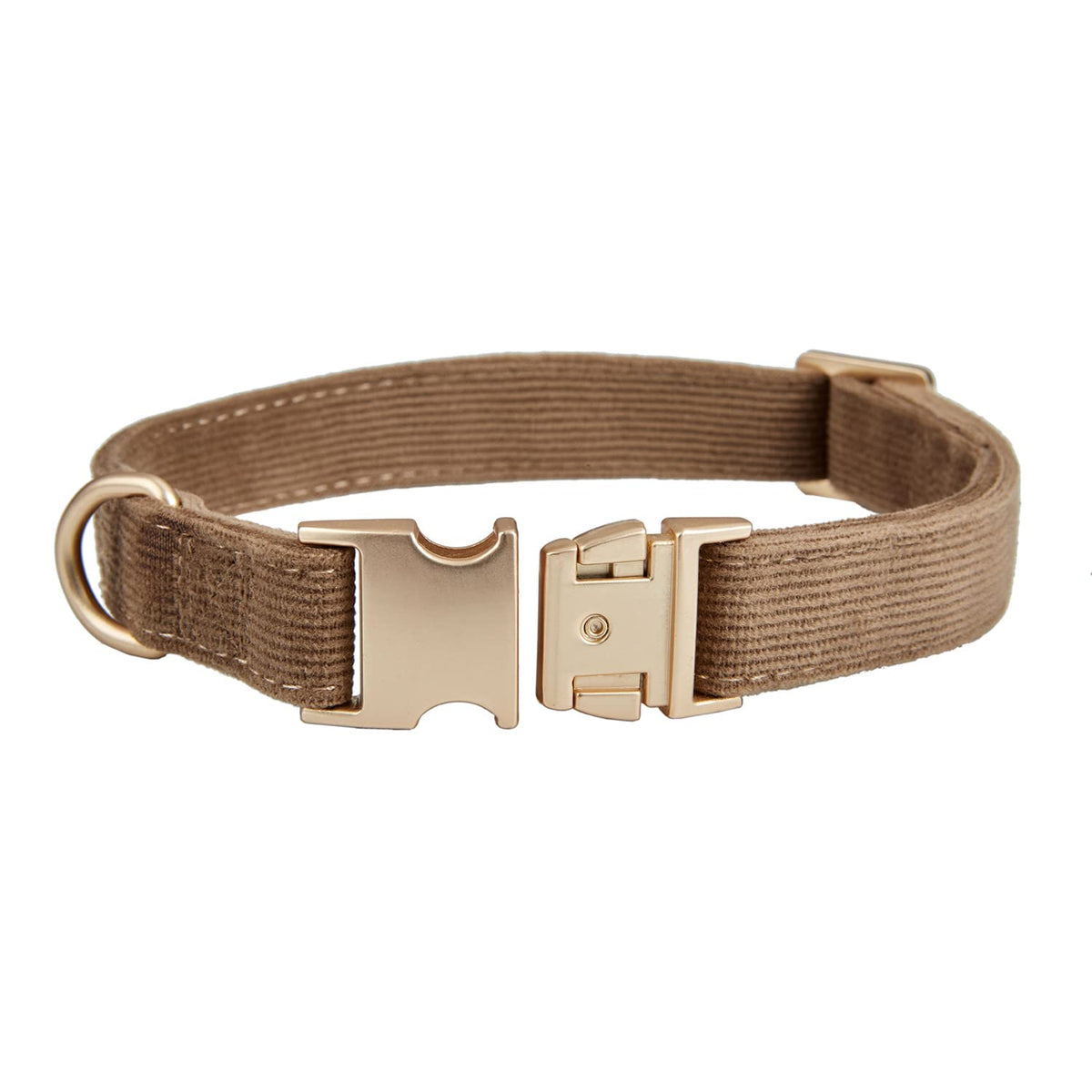 YUDOTE Soft Cotton Dog Collar with Metal Buckle Adjustable Heavy Duty Comfy Corduroy Collars for Small Medium Large Dogs,Brown,M