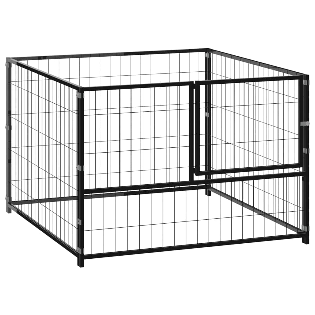 vidaXL Large Steel Dog Kennel - Versatile Outdoor Pet Enclosure with Lockable Latch and Ventilated Wire Mesh Wall - 39.4x39.4x27
