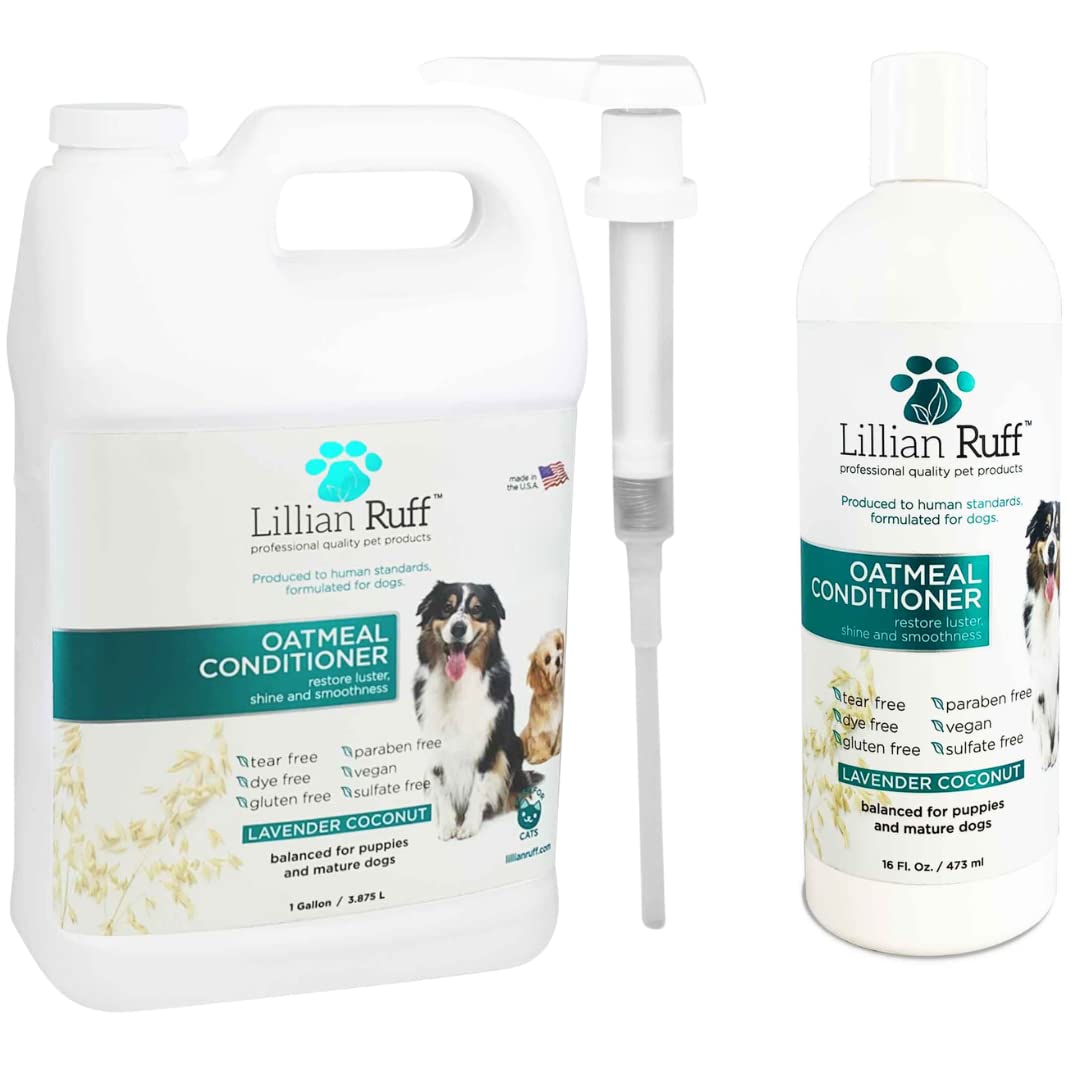 Lillian Ruff Calming Oatmeal Pet Conditioner For Dry Skin & Itch Relief With Aloe & Hydrating Essential Oils - Replenish Moistur